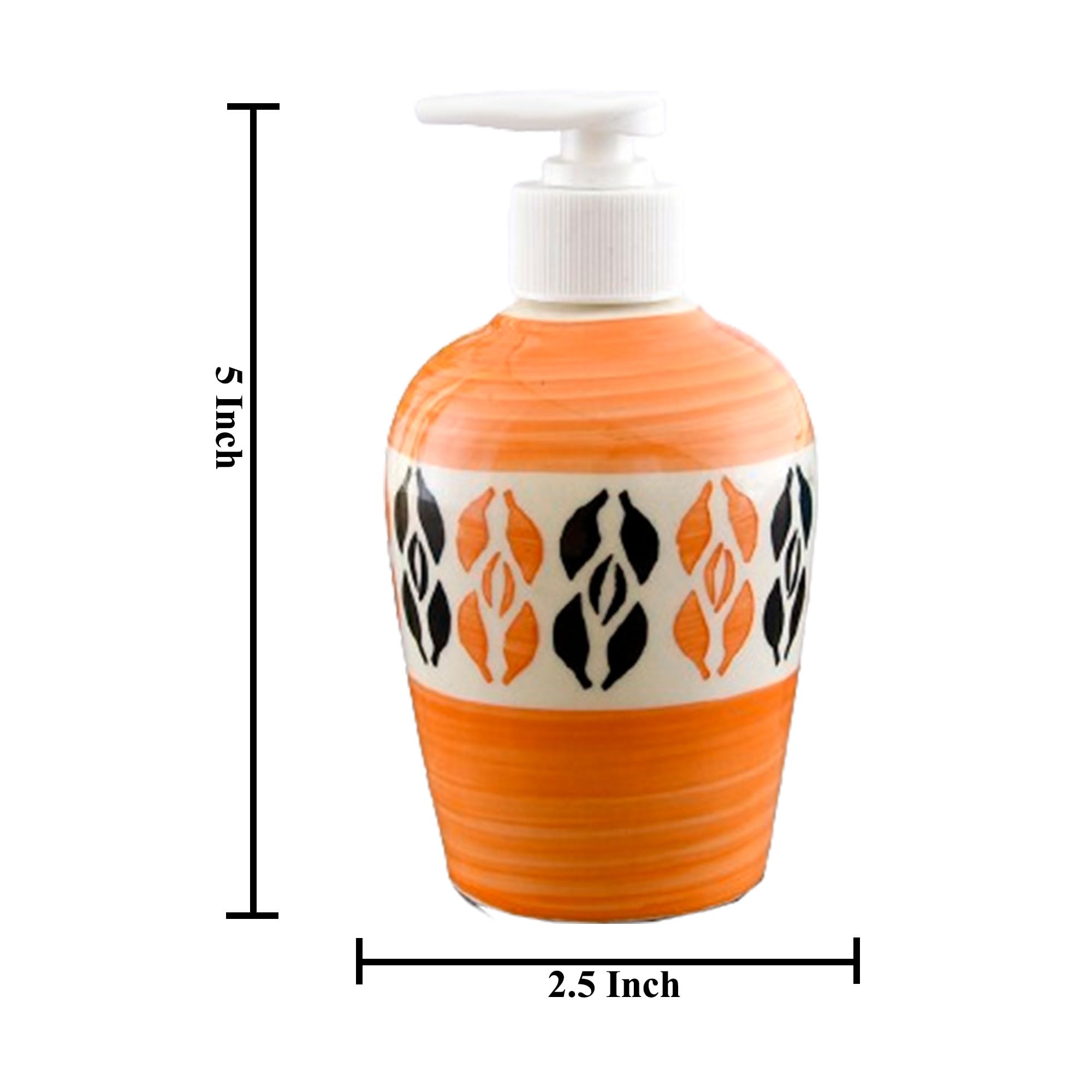 KunhaR Ceramic Long-Lasting Liquid Handwash Soap Dispenser for Bathroom | Handwash Bottle for Kitchen | Soap Dispenser for Wash Basin | Bathroom Accessories | 300 ml, Orange Multicolor