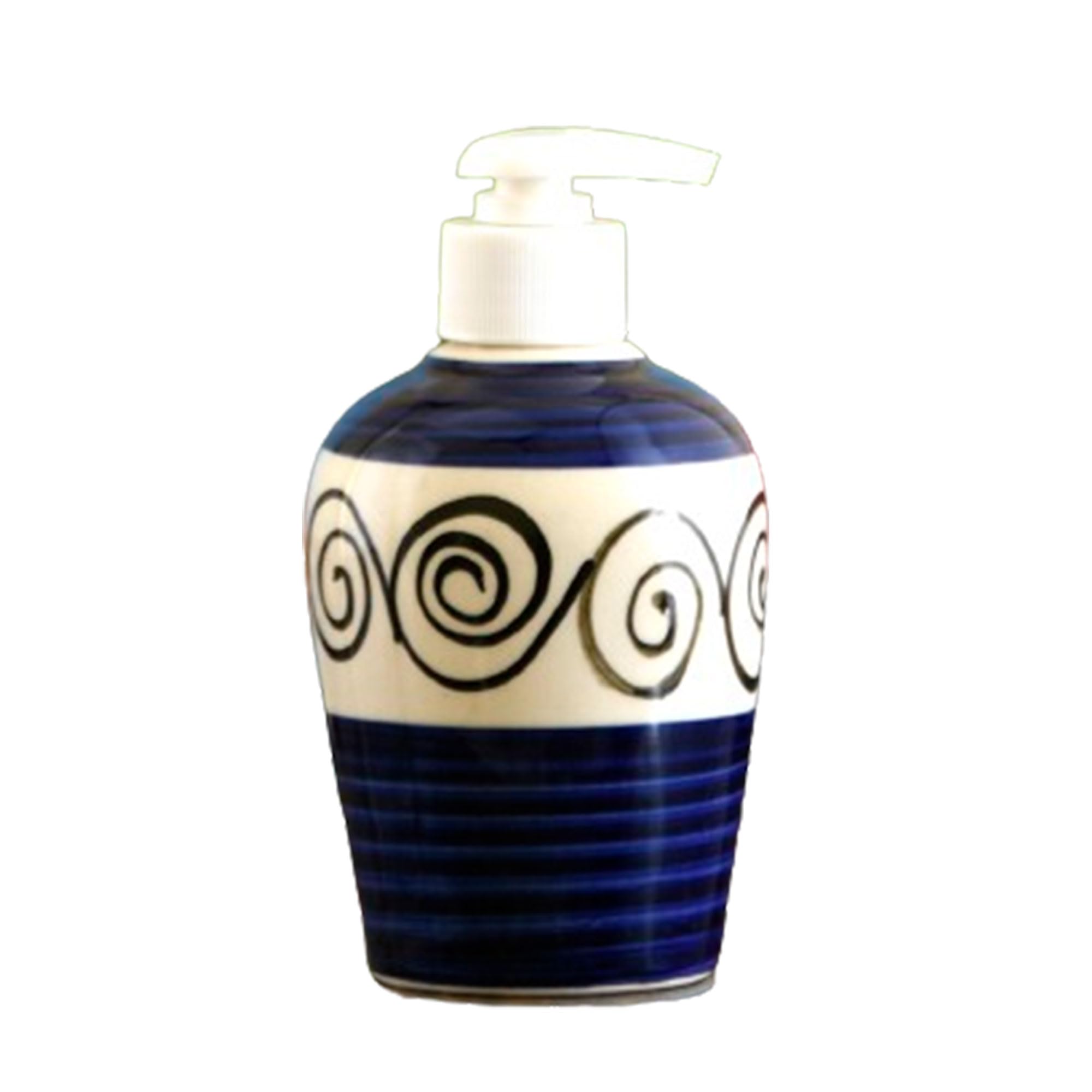 KunhaR Ceramic Long-Lasting Liquid Handwash Soap Dispenser for Bathroom | Handwash Bottle for Kitchen | Soap Dispenser for Wash Basin | Bathroom Accessories | 300 ml, Blue Round Line