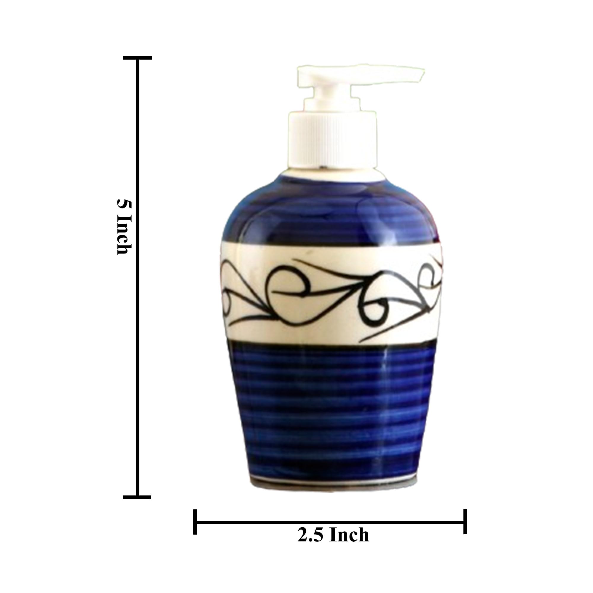 KunhaR Ceramic Long-Lasting Liquid Handwash Soap Dispenser for Bathroom | Handwash Bottle for Kitchen | Soap Dispenser for Wash Basin | Bathroom Accessories | 300 ml, Blue D1