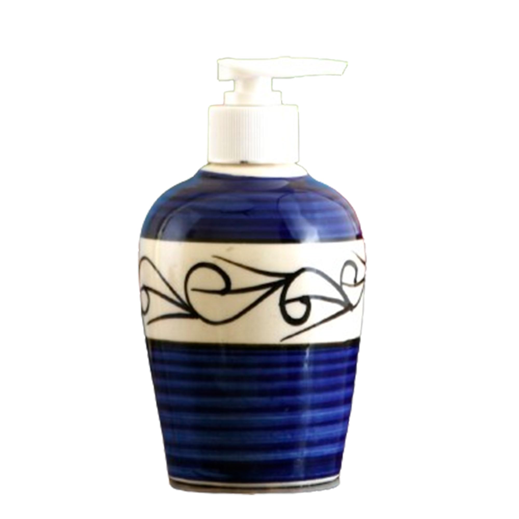 KunhaR Ceramic Long-Lasting Liquid Handwash Soap Dispenser for Bathroom | Handwash Bottle for Kitchen | Soap Dispenser for Wash Basin | Bathroom Accessories | 300 ml, Blue D1