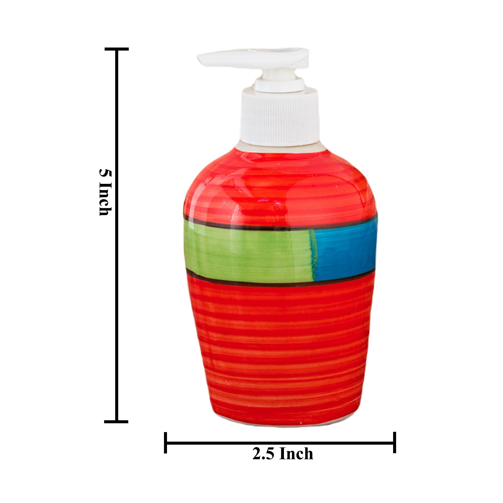 KunhaR Ceramic Long-Lasting Liquid Handwash Soap Dispenser for Bathroom | Handwash Bottle for Kitchen | Soap Dispenser for Wash Basin | Bathroom Accessories | 300 ml, Red Multicolor
