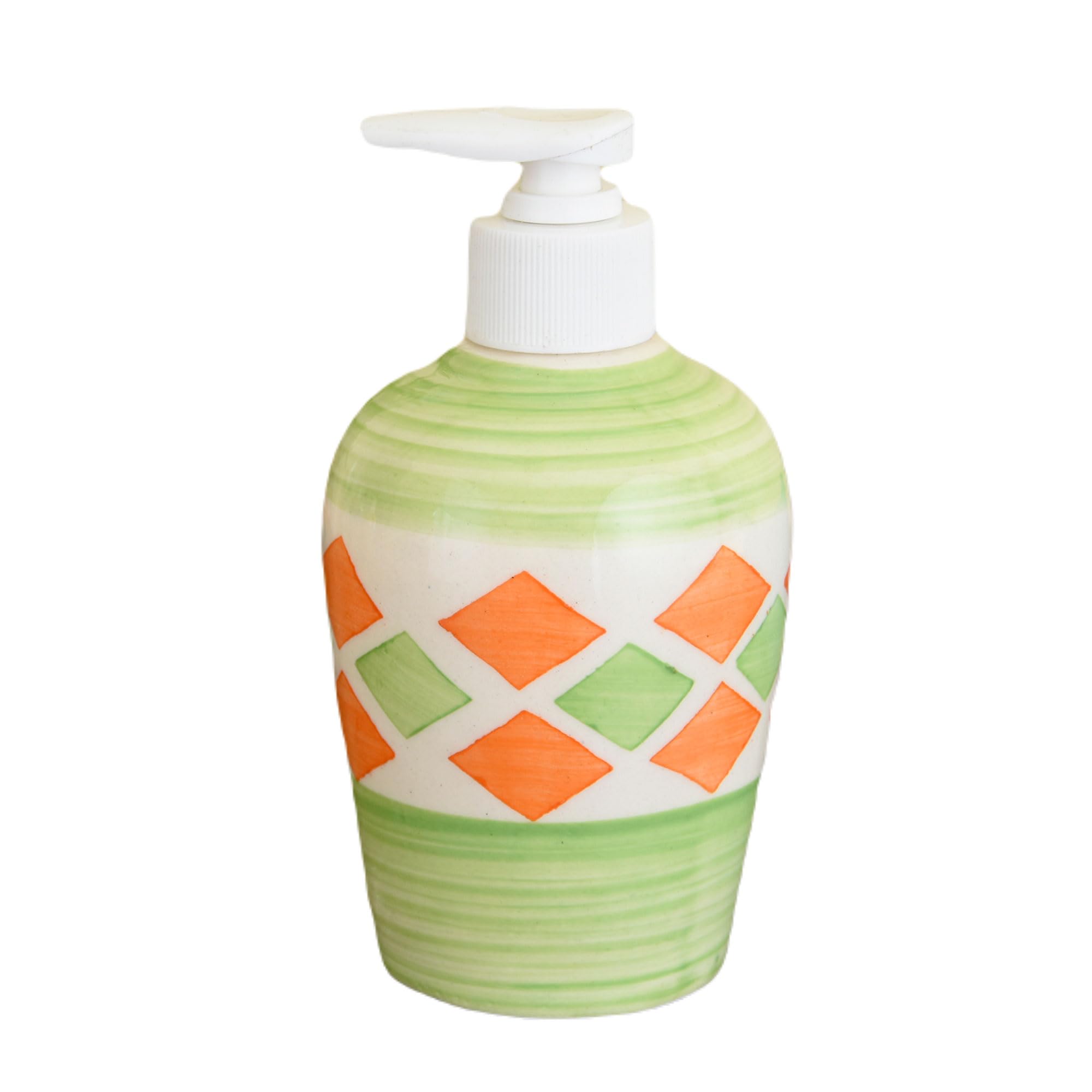 KunhaR Ceramic Long-Lasting Liquid Handwash Soap Dispenser for Bathroom | Handwash Bottle for Kitchen | Soap Dispenser for Wash Basin | Bathroom Accessories | 300 ml, Green Brick