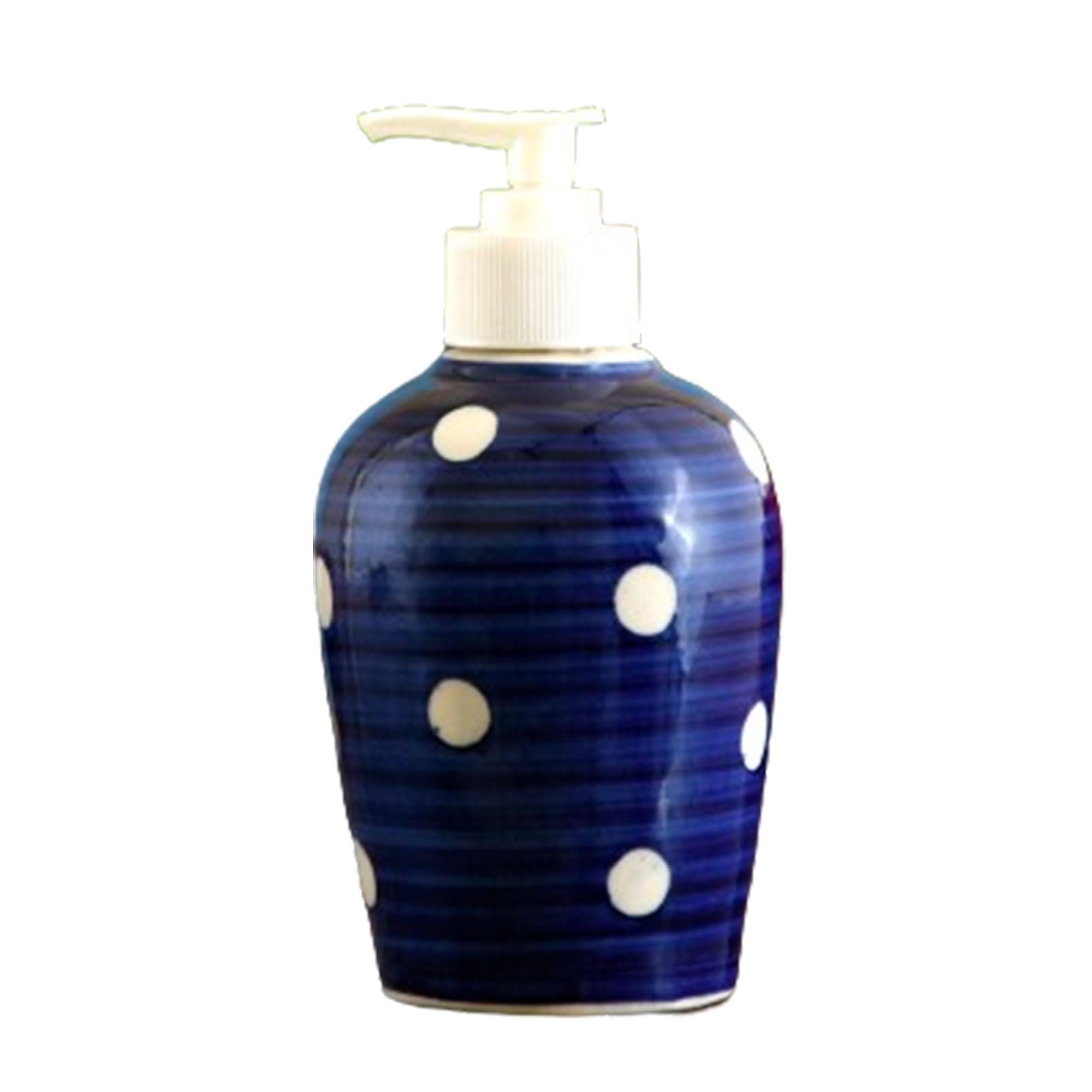 KunhaR Ceramic Long-Lasting Liquid Handwash Soap Dispenser for Bathroom | Handwash Bottle for Kitchen | Soap Dispenser for Wash Basin | Bathroom Accessories | 300 ml, Blue Dot