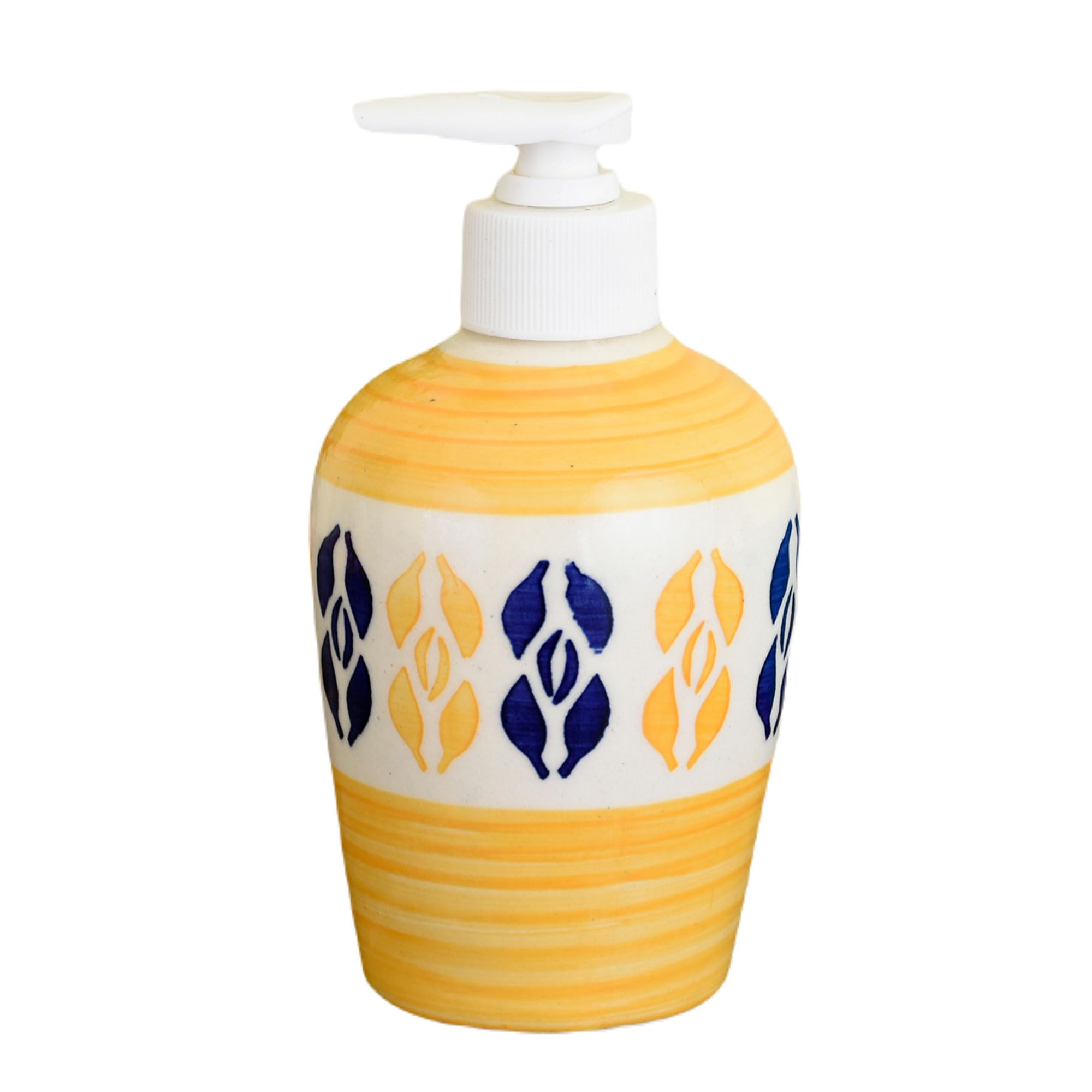 KunhaR Ceramic Long-Lasting Liquid Handwash Soap Dispenser for Bathroom | Handwash Bottle for Kitchen | Soap Dispenser for Wash Basin | Bathroom Accessories | 300 ml, Yellow Multicolor