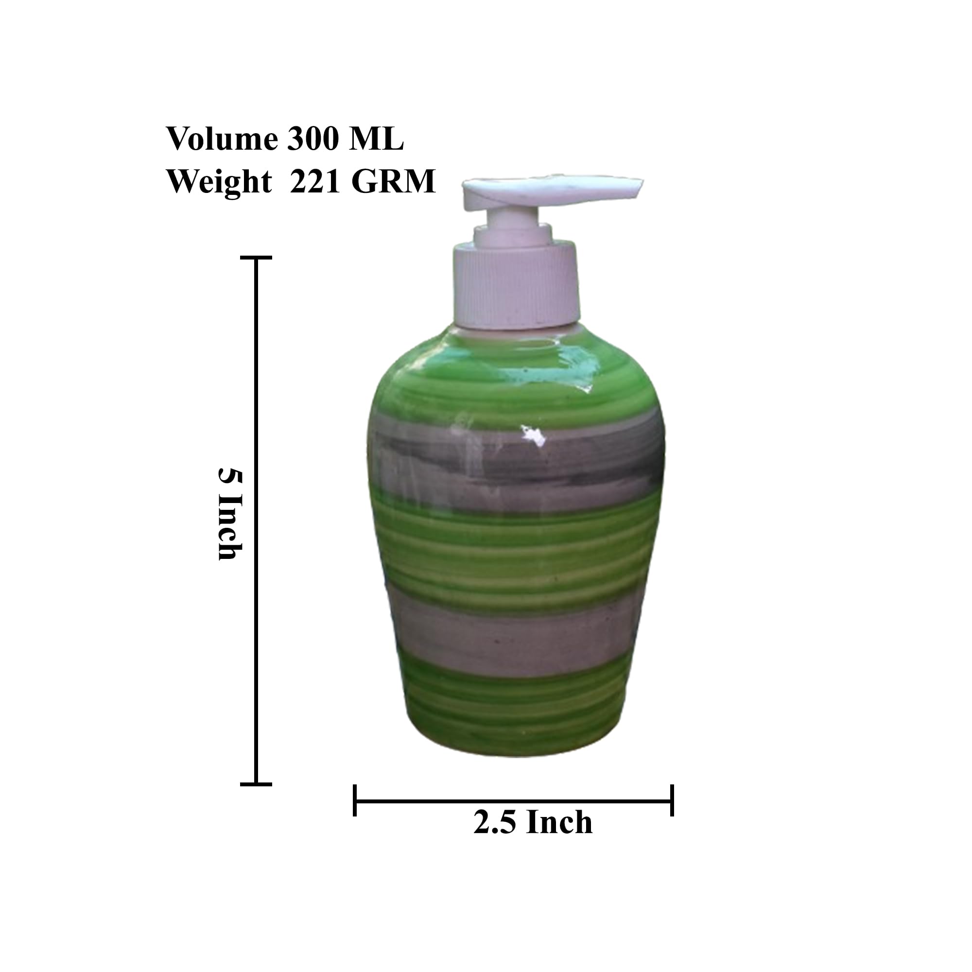 KunhaR Ceramic Long-Lasting Liquid Handwash Soap Dispenser for Bathroom | Handwash Bottle for Kitchen | Soap Dispenser for Wash Basin | Bathroom Accessories | 300 ml, Forest Green