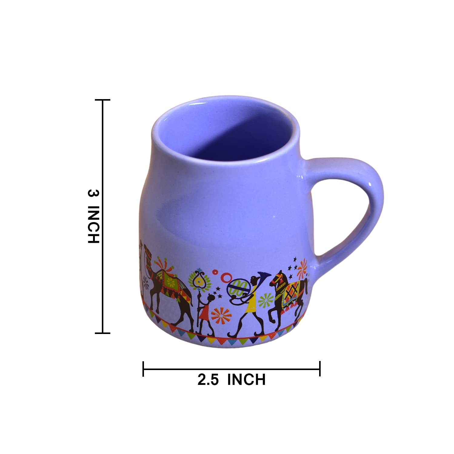 Kunhar Ceramic Tea Cups, Coffee Cups - 6 Pieces, Soft Blue, 160 Ml