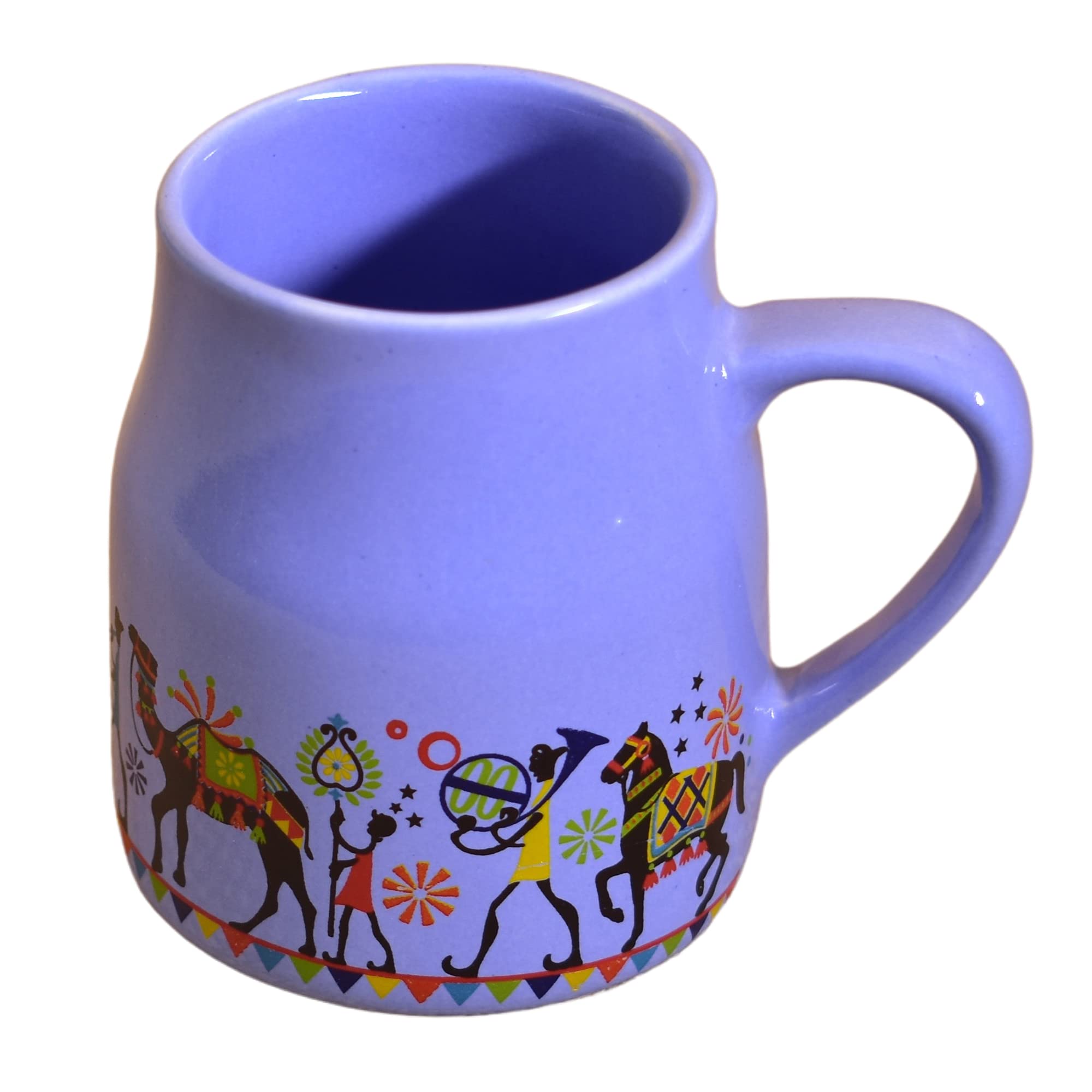 Kunhar Ceramic Tea Cups, Coffee Cups - 6 Pieces, Soft Blue, 160 Ml