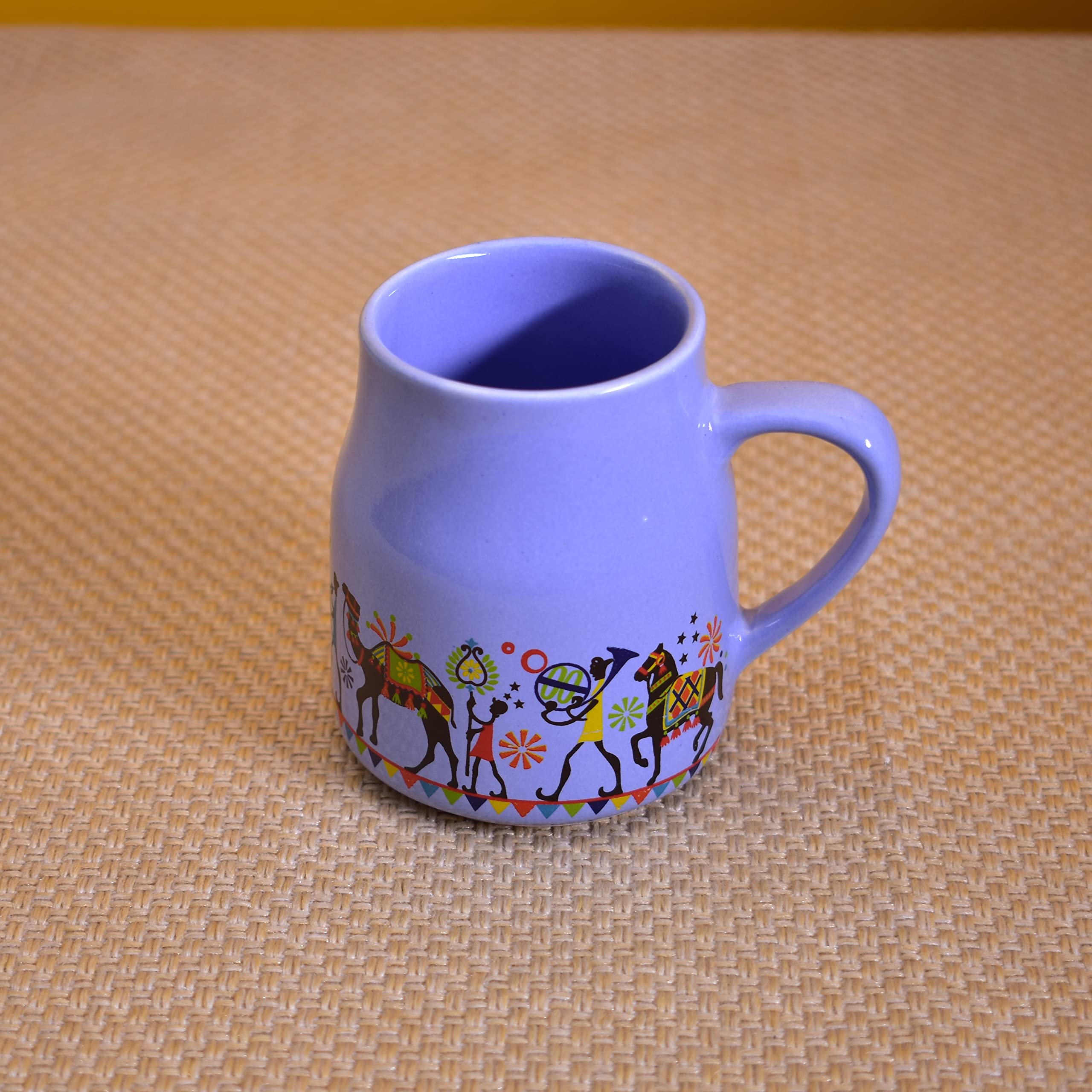 Kunhar Ceramic Tea Cups, Coffee Cups - 6 Pieces, Soft Blue, 160 Ml