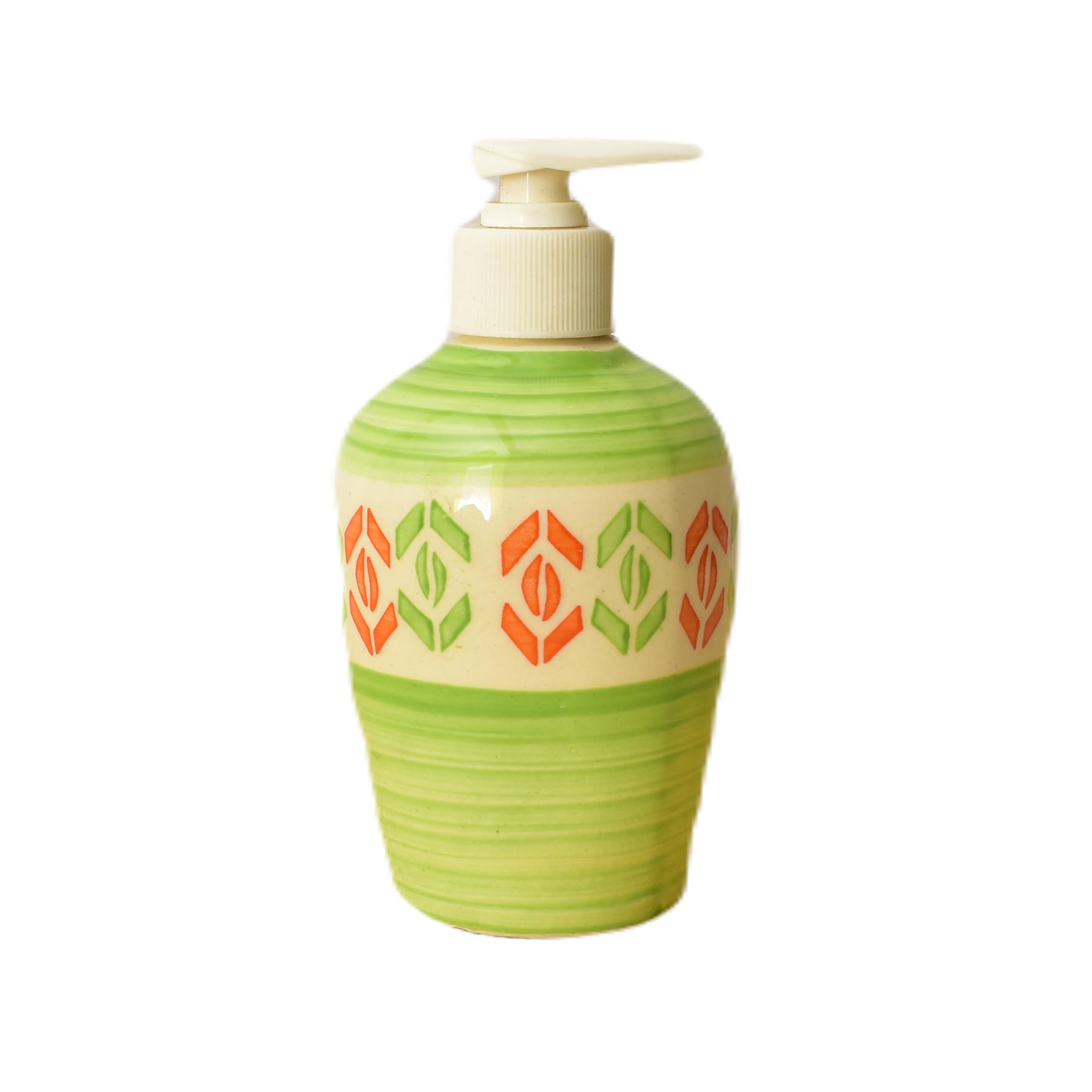 KunhaR Ceramic Long-Lasting Liquid Handwash Soap Dispenser for Bathroom | Handwash Bottle for Kitchen | Soap Dispenser for Wash Basin | Bathroom Accessories | 300 ml, Drab Green