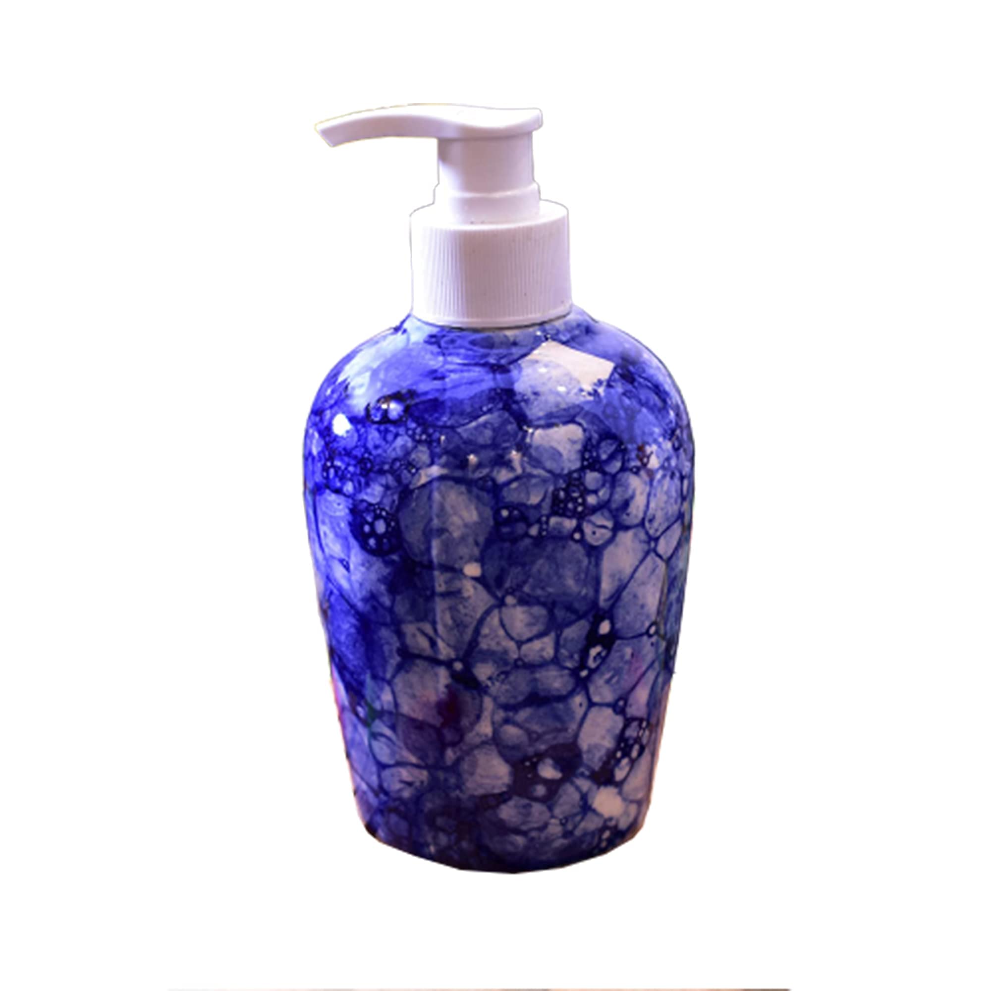 KunhaR Ceramic Liquid Soap Dispenser – Refillable Bathroom & Kitchen Lotion Pump | Stylish Countertop Dispenser for Soap, Shampoo, Gel Dispenser, Blue Luster