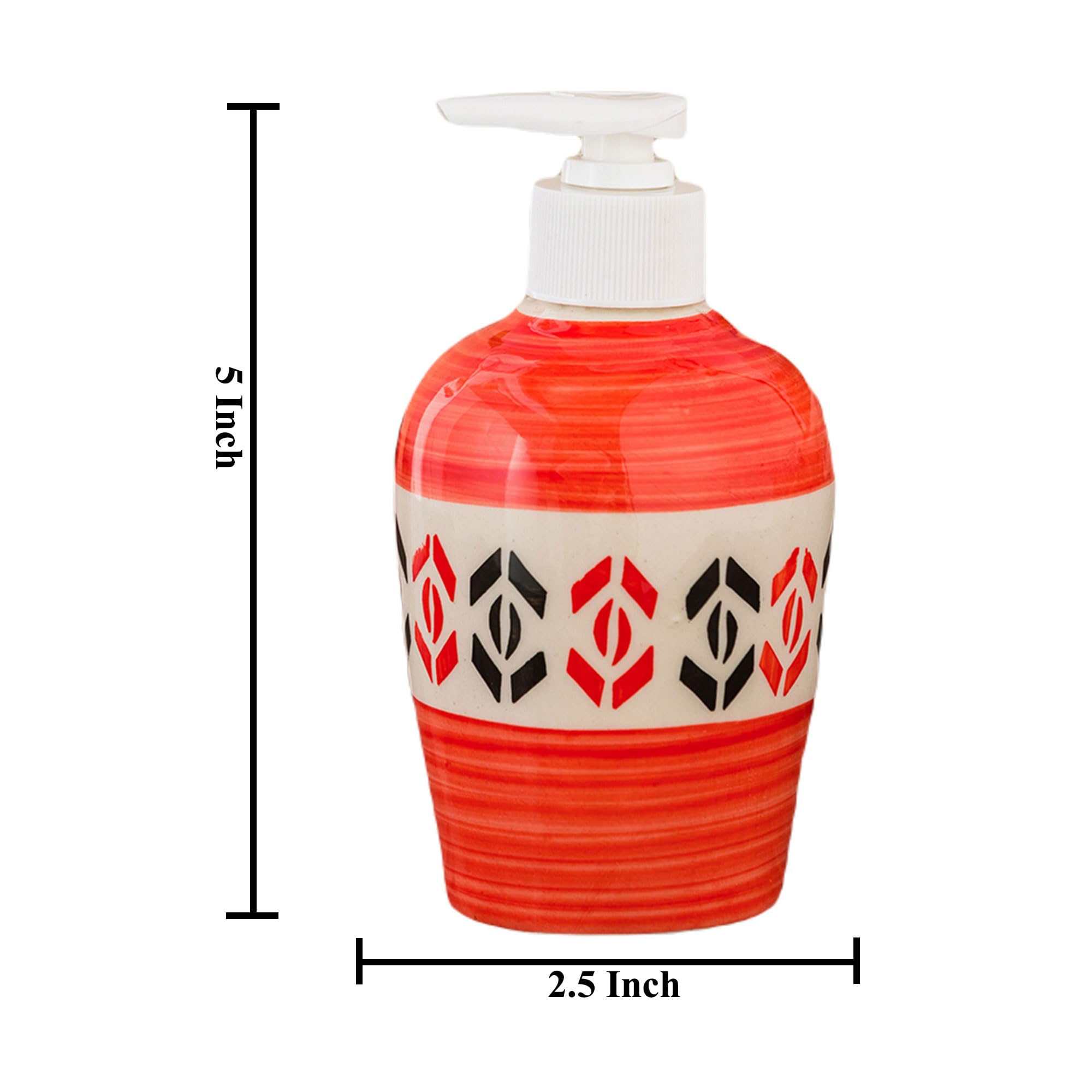 KunhaR Ceramic Long-Lasting Liquid Handwash Soap Dispenser for Bathroom | Handwash Bottle for Kitchen | Soap Dispenser for Wash Basin | Bathroom Accessories | 300 ml, Red Multicolor, 2 Pieces