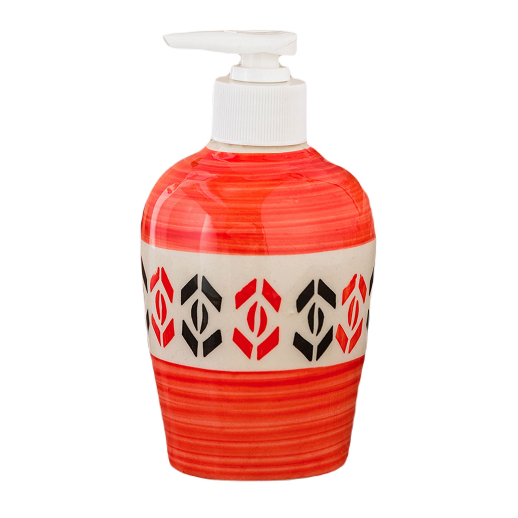 KunhaR Ceramic Long-Lasting Liquid Handwash Soap Dispenser for Bathroom | Handwash Bottle for Kitchen | Soap Dispenser for Wash Basin | Bathroom Accessories | 300 ml, Red Multicolor, 2 Pieces