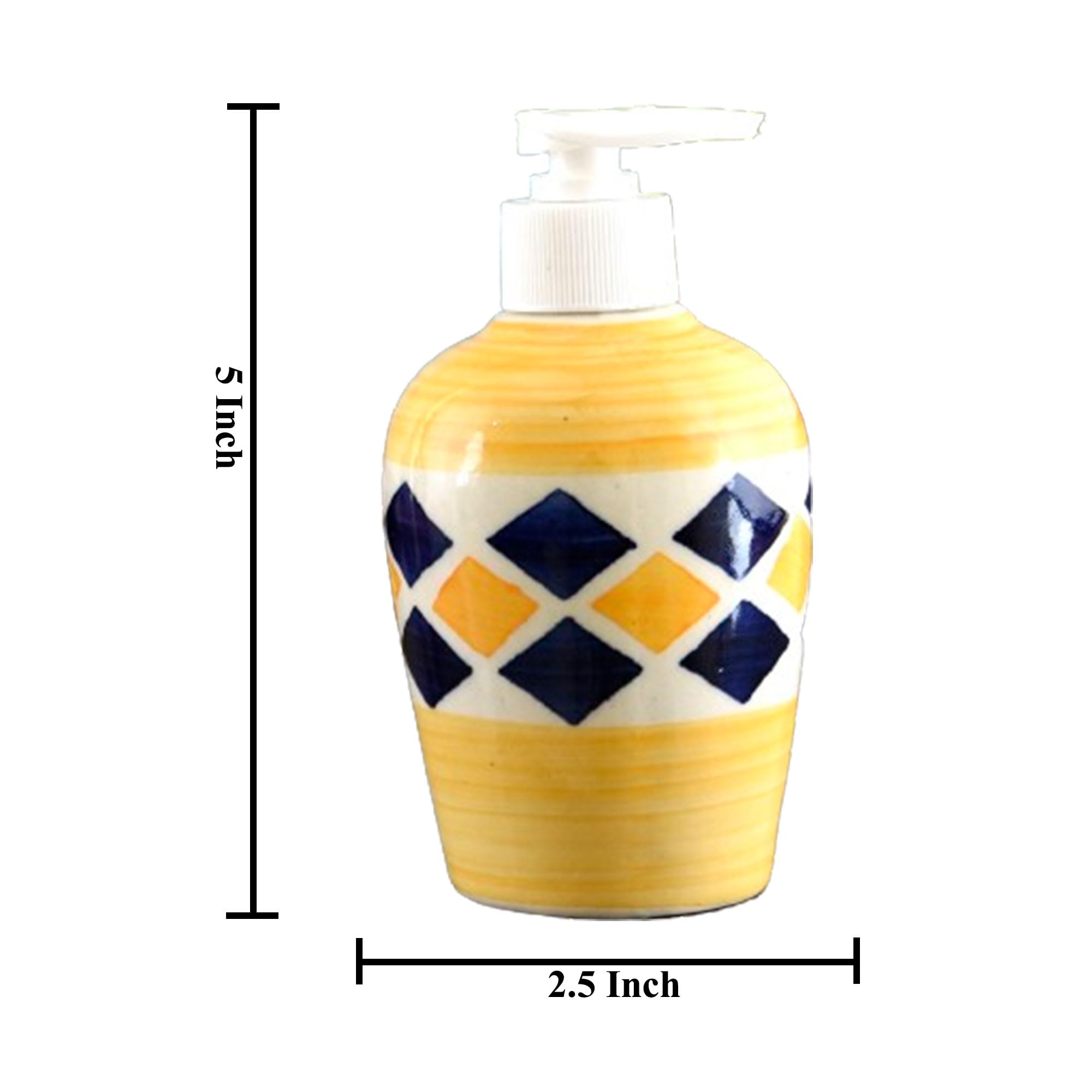 KunhaR Ceramic Long-Lasting Liquid Handwash Soap Dispenser for Bathroom | Handwash Bottle for Kitchen | Soap Dispenser for Wash Basin | Bathroom Accessories | 300 ml, Yellow Brick, 2 Pieces