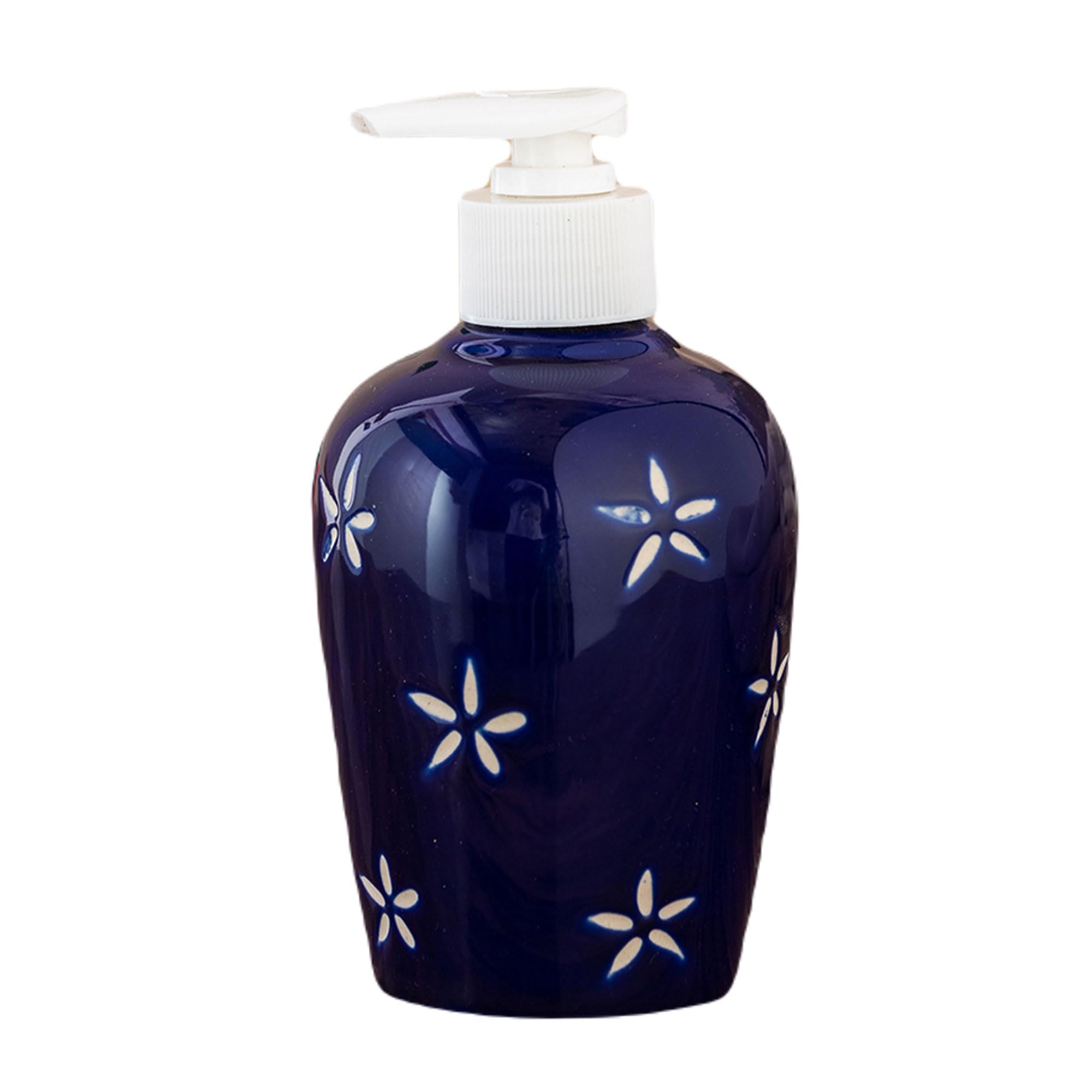KunhaR Ceramic Long-Lasting Liquid Handwash Soap Dispenser for Bathroom | Handwash Bottle for Kitchen | Soap Dispenser for Wash Basin | Bathroom Accessories | 300 ml, Blue Star, 2 Pieces