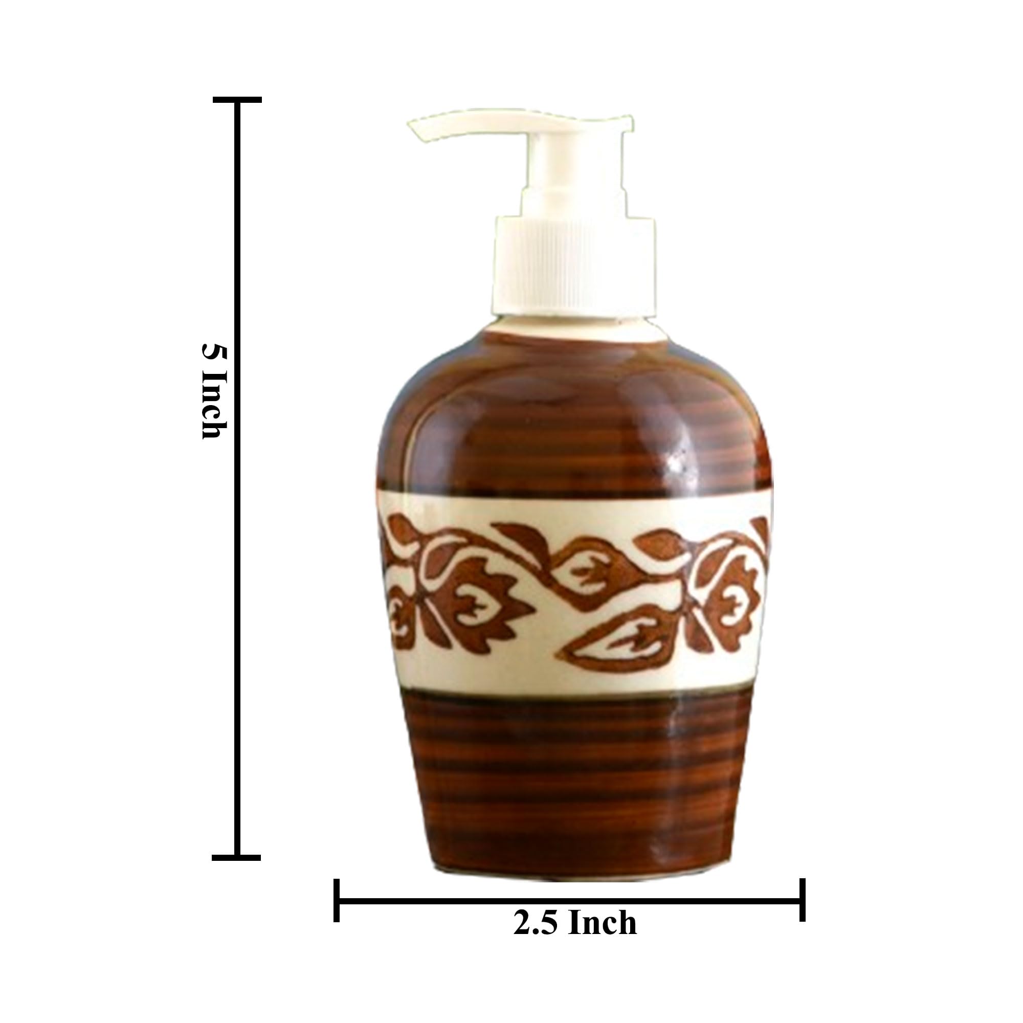 KunhaR Ceramic Long-Lasting Liquid Handwash Soap Dispenser for Bathroom | Handwash Bottle for Kitchen | Soap Dispenser for Wash Basin | Bathroom Accessories | 300 ml, Chocolate Vine, 2 Pieces