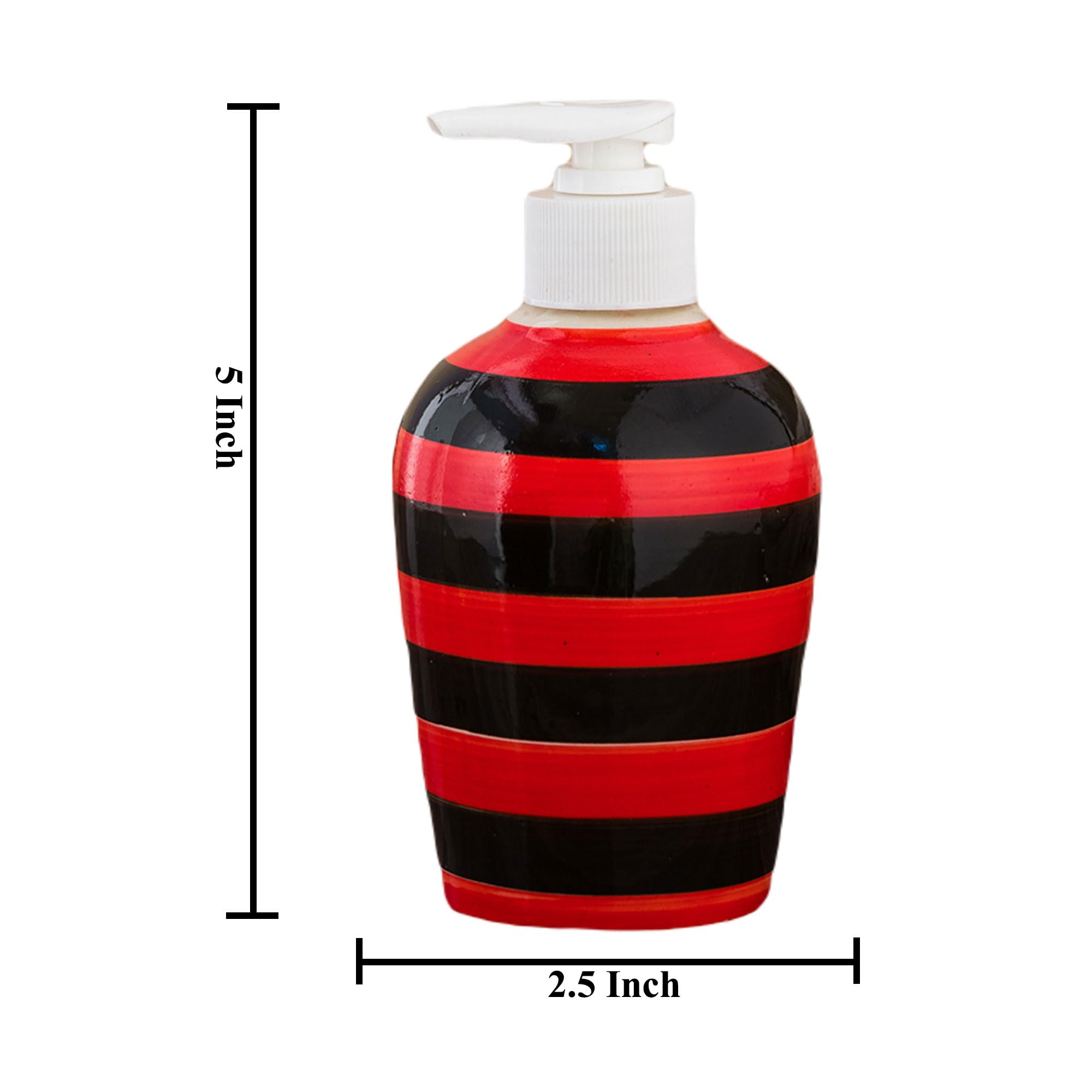 KunhaR Ceramic Long-Lasting Liquid Handwash Soap Dispenser for Bathroom | Handwash Bottle for Kitchen | Soap Dispenser for Wash Basin | Bathroom Accessories | 300 ml, Red Black, 2 Pieces