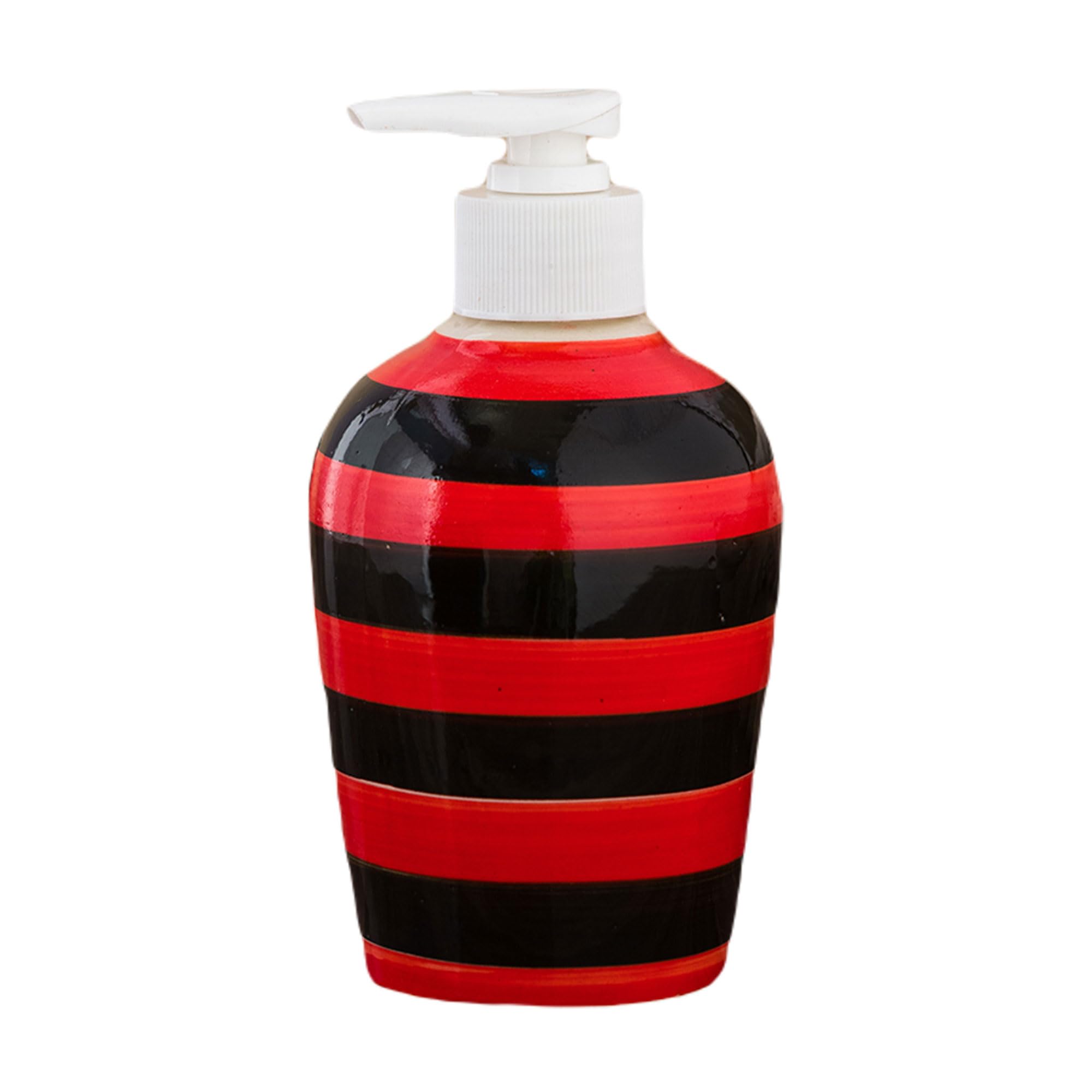 KunhaR Ceramic Long-Lasting Liquid Handwash Soap Dispenser for Bathroom | Handwash Bottle for Kitchen | Soap Dispenser for Wash Basin | Bathroom Accessories | 300 ml, Red Black, 2 Pieces