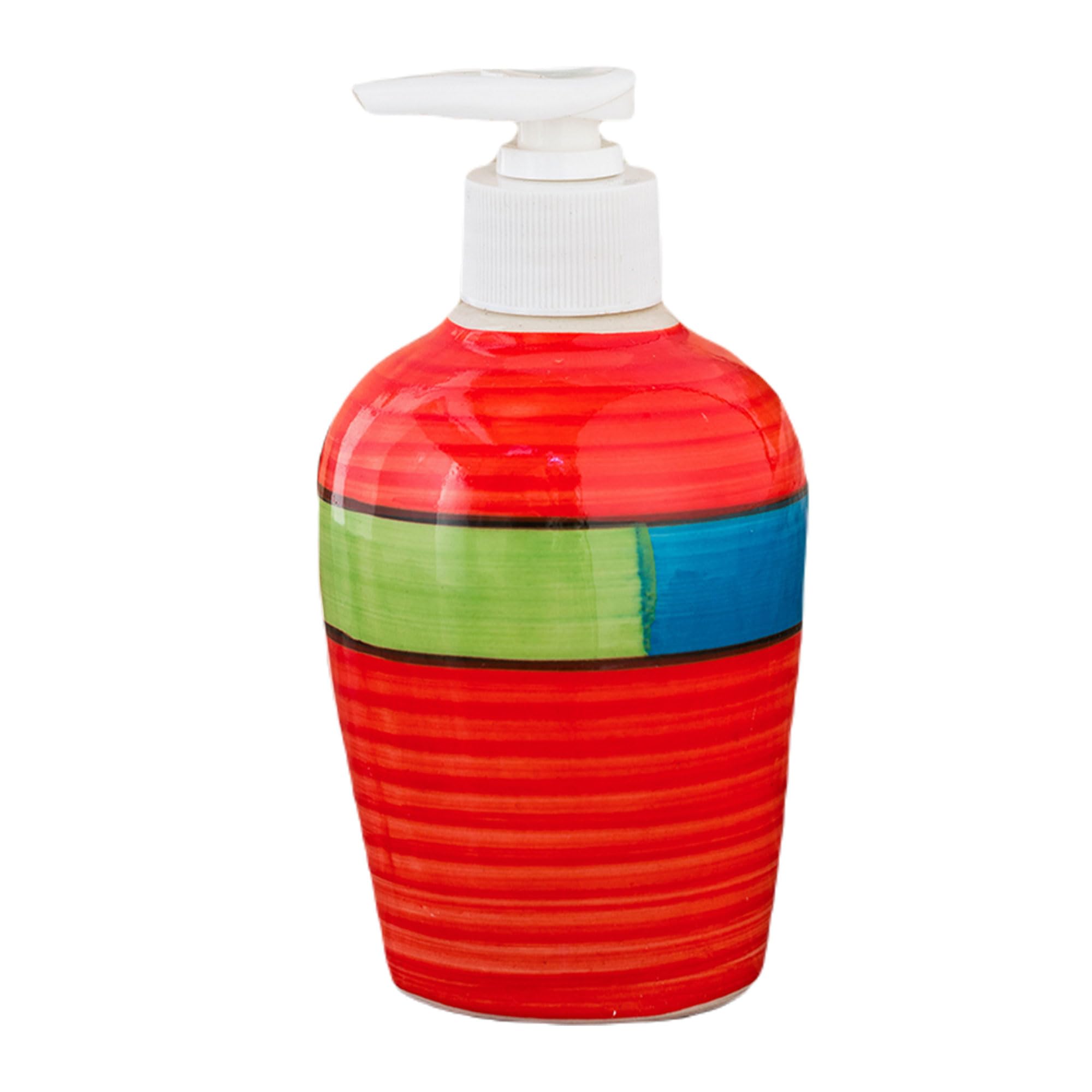 KunhaR Ceramic Long-Lasting Liquid Handwash Soap Dispenser for Bathroom | Handwash Bottle for Kitchen | Soap Dispenser for Wash Basin | Bathroom Accessories | 300 ml, Red Multicolor, 2 Pieces