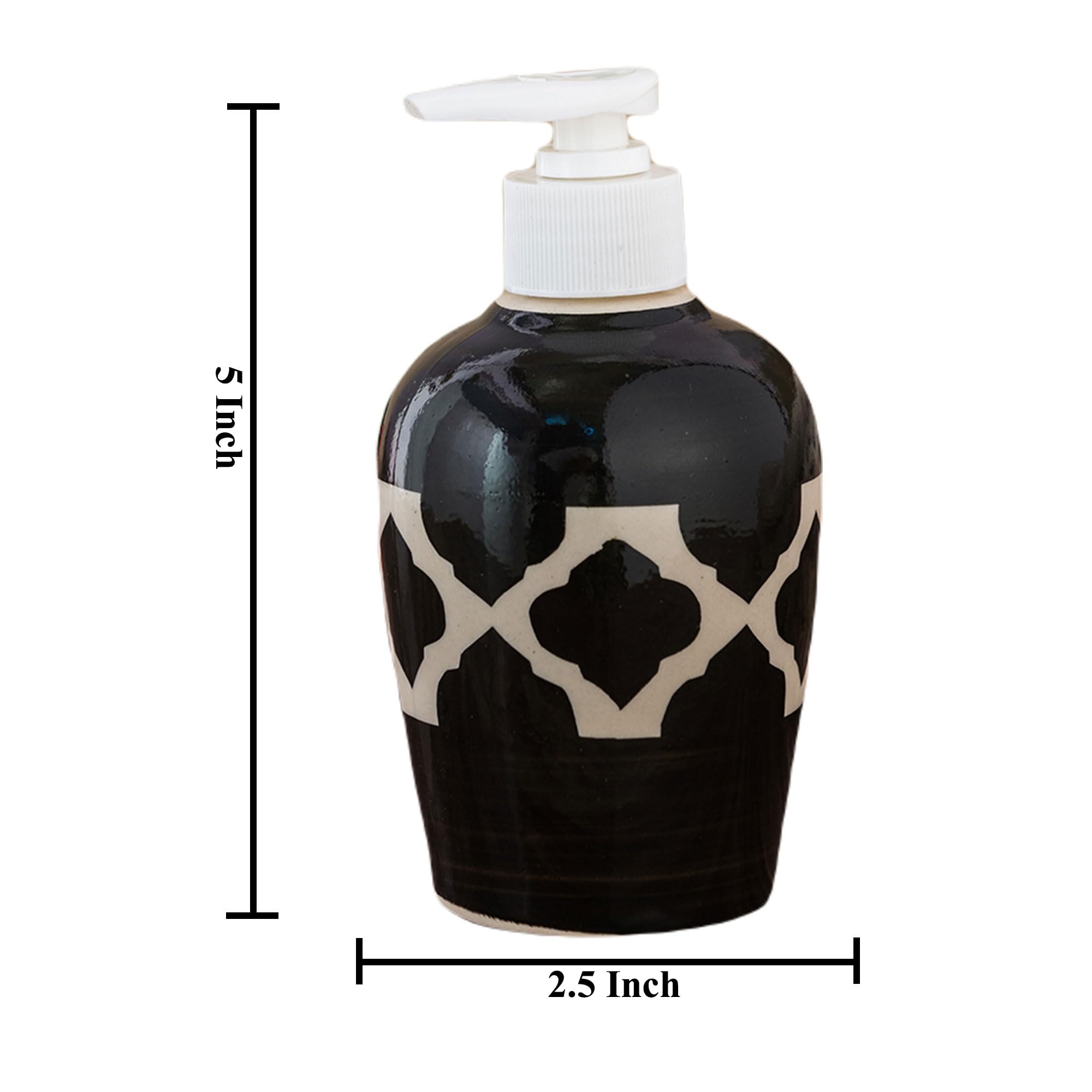 KunhaR Ceramic Long-Lasting Liquid Handwash Soap Dispenser for Bathroom | Handwash Bottle for Kitchen | Soap Dispenser for Wash Basin | Bathroom Accessories | 300 ml, Black Chidi, 2 Pieces