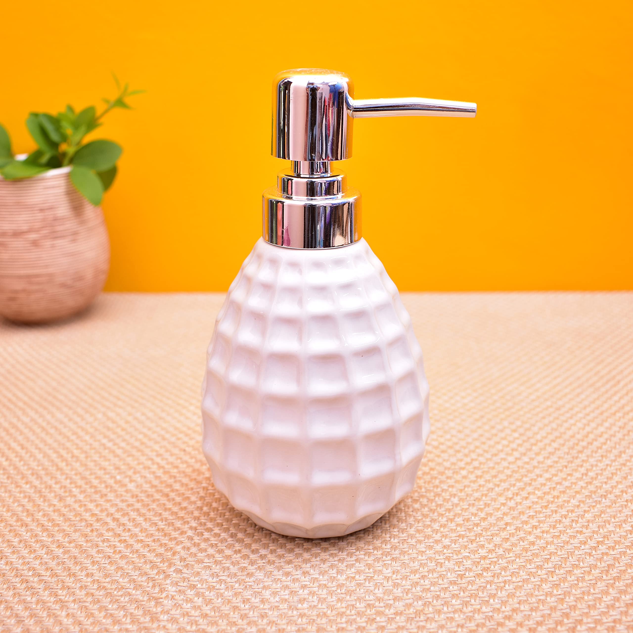 KunhaR Ceramic Liquid Soap Dispenser, 400 Ml, White