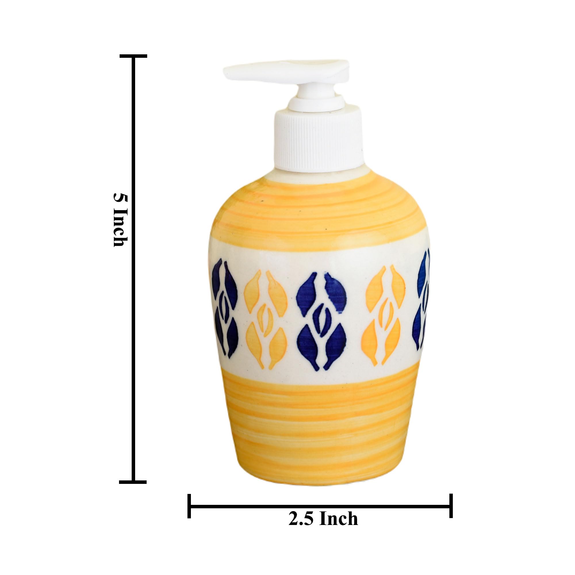 KunhaR Ceramic Long-Lasting Liquid Handwash Soap Dispenser for Bathroom | Handwash Bottle for Kitchen | Soap Dispenser for Wash Basin | Bathroom Accessories | 300 ml, Yellow Multicolor, 2 Pieces