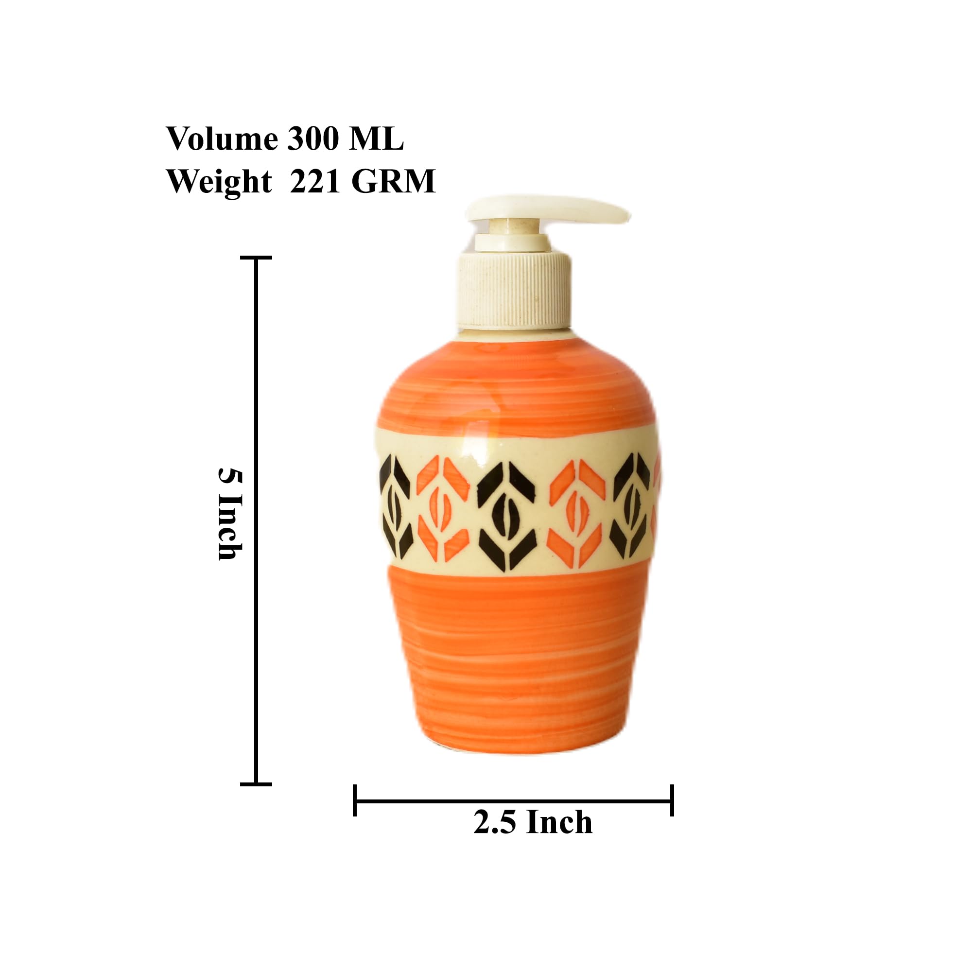 KunhaR Ceramic Long-Lasting Liquid Handwash Soap Dispenser for Bathroom | Handwash Bottle for Kitchen | Soap Dispenser for Wash Basin | Bathroom Accessories | 300 ml, Dusty Orange, 2 Pieces