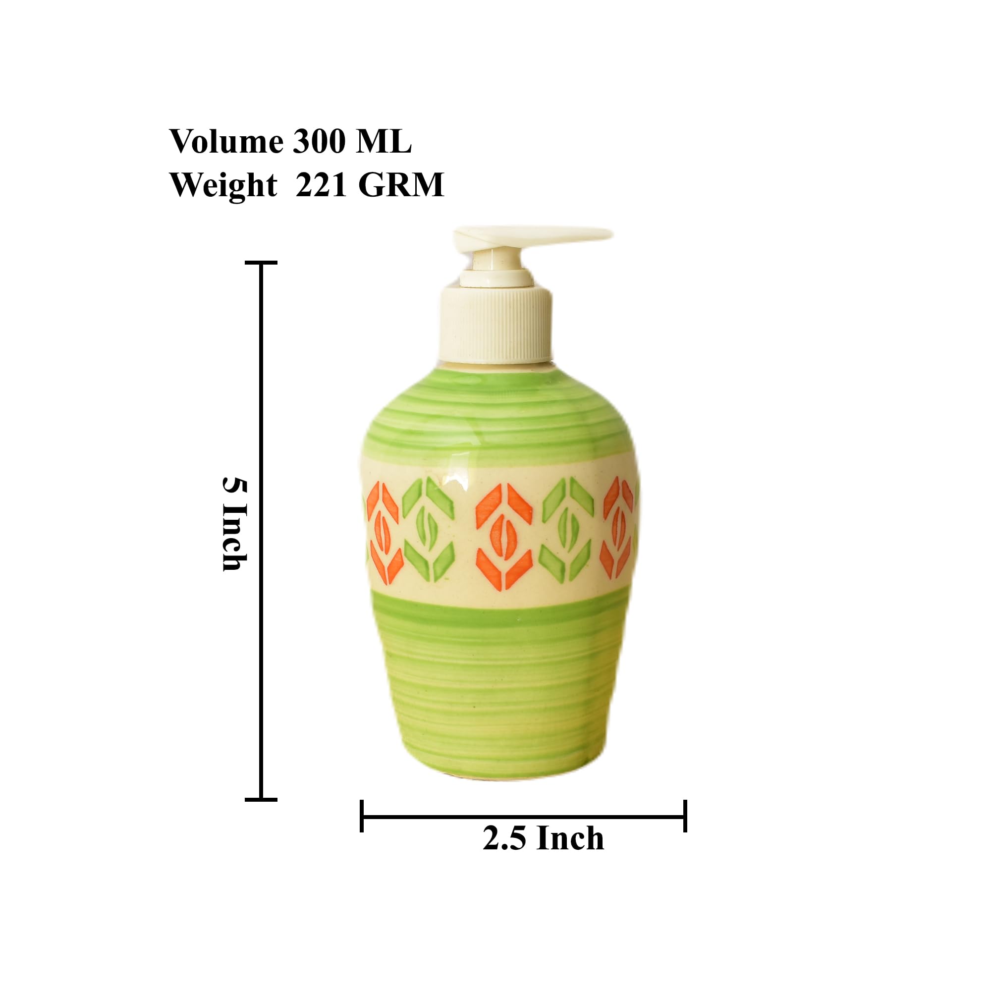 KunhaR Ceramic Long-Lasting Liquid Handwash Soap Dispenser for Bathroom | Handwash Bottle for Kitchen | Soap Dispenser for Wash Basin | Bathroom Accessories | 300 ml, Drab Green, 2 Pieces