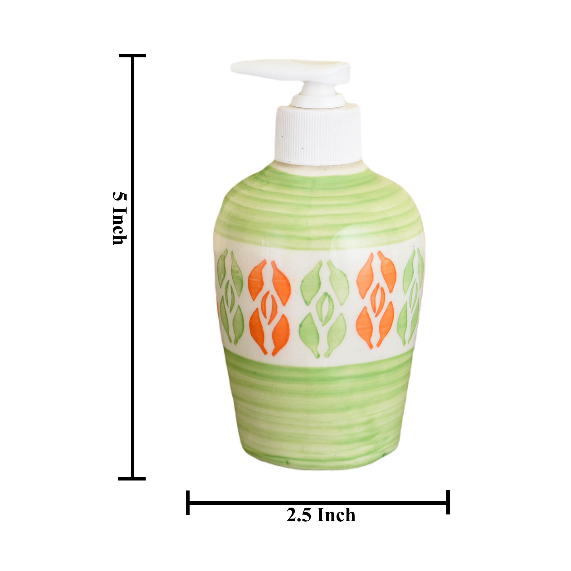 KunhaR Ceramic Long-Lasting Liquid Handwash Soap Dispenser for Bathroom | Handwash Bottle for Kitchen | Soap Dispenser for Wash Basin | Bathroom Accessories | 300 ml, Green Multicolor, 2 Pieces