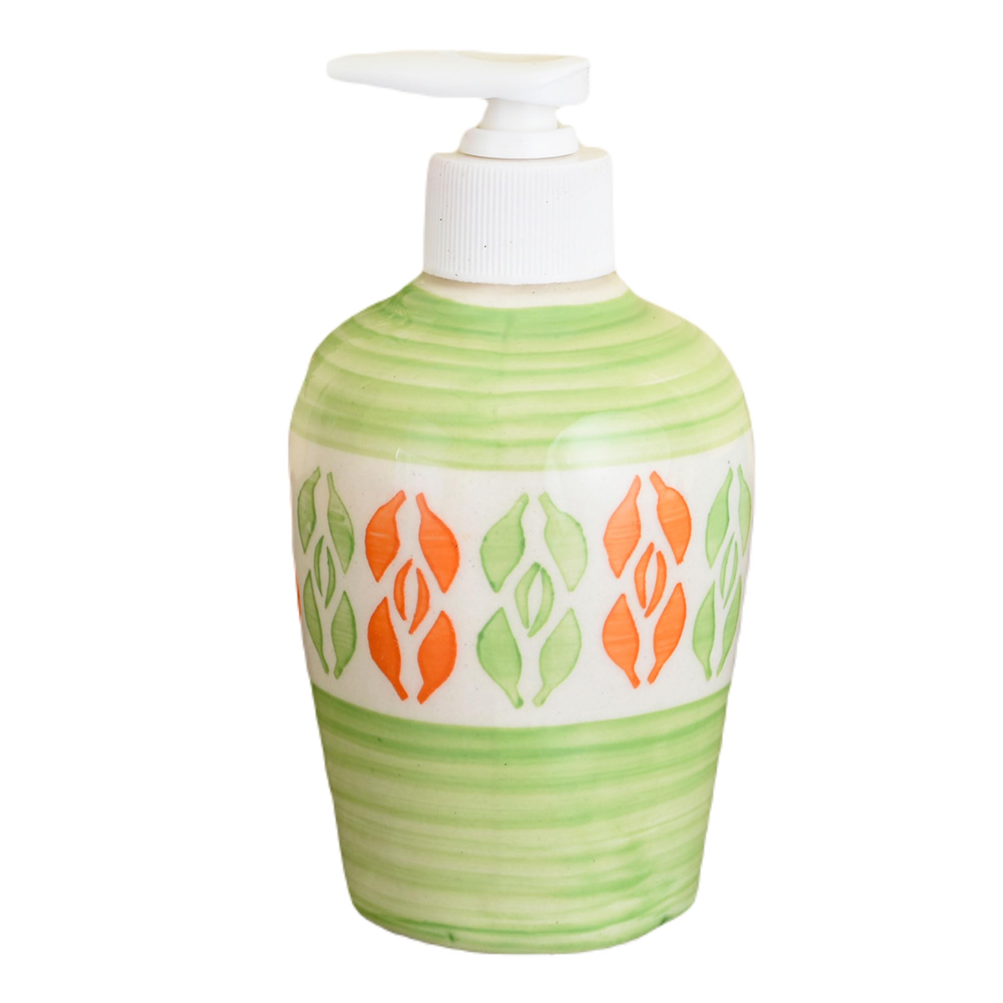 KunhaR Ceramic Long-Lasting Liquid Handwash Soap Dispenser for Bathroom | Handwash Bottle for Kitchen | Soap Dispenser for Wash Basin | Bathroom Accessories | 300 ml, Green Multicolor, 2 Pieces