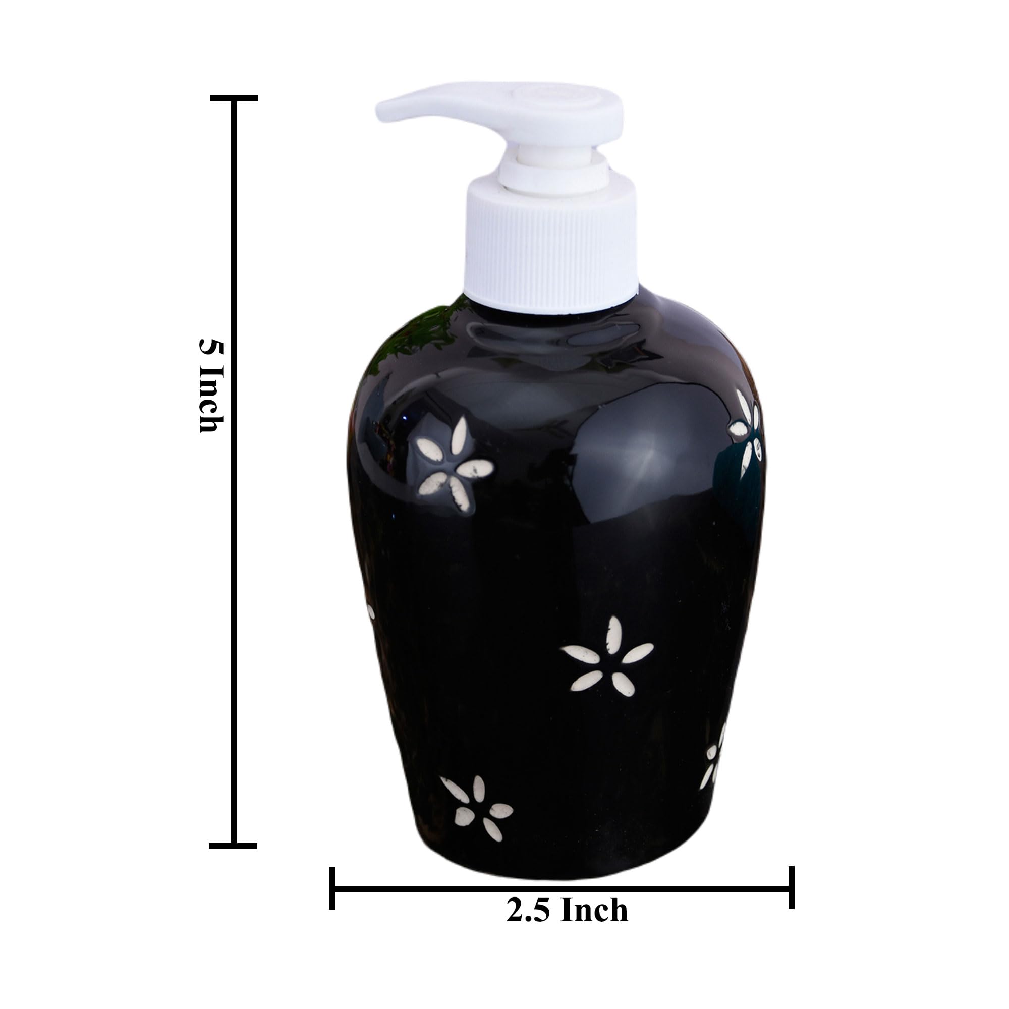KunhaR Ceramic Long-Lasting Liquid Handwash Soap Dispenser for Bathroom | Handwash Bottle for Kitchen | Soap Dispenser for Wash Basin | Bathroom Accessories | 300 ml, Black Star, 2 Pieces