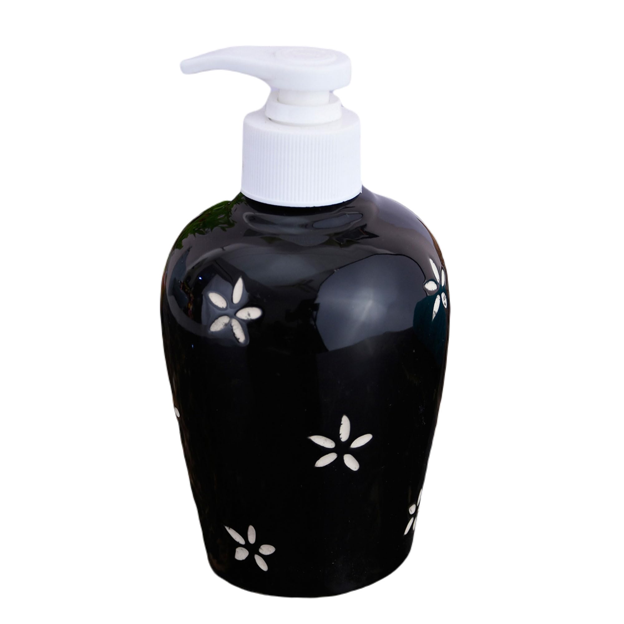 KunhaR Ceramic Long-Lasting Liquid Handwash Soap Dispenser for Bathroom | Handwash Bottle for Kitchen | Soap Dispenser for Wash Basin | Bathroom Accessories | 300 ml, Black Star, 2 Pieces