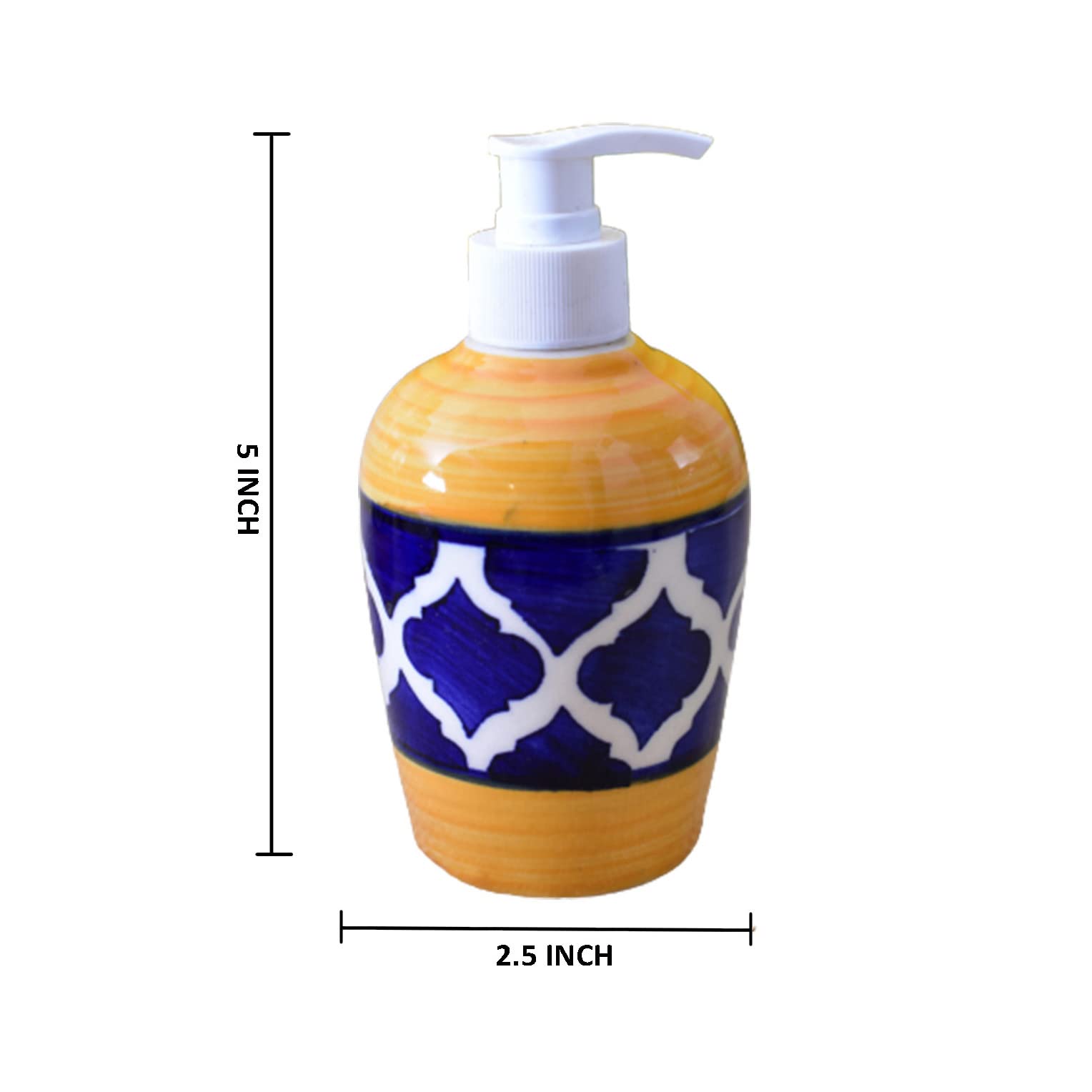KunhaR Ceramic Liquid Soap Dispenser, 300 Ml, Yellow Blue