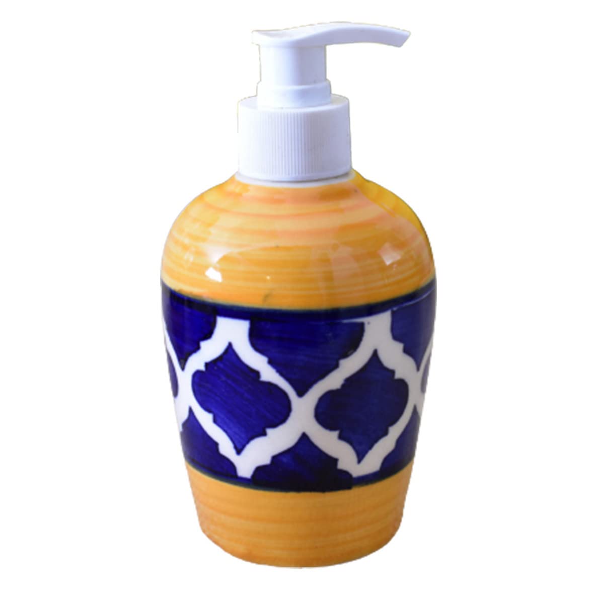 KunhaR Ceramic Liquid Soap Dispenser, 300 Ml, Yellow Blue