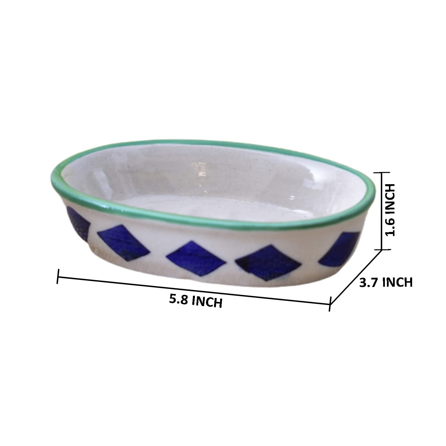 KunhaR Ceramic Soap Dish Holder, Ceramic Soap Dish Tray Holder,2 Pieces, White Blue
