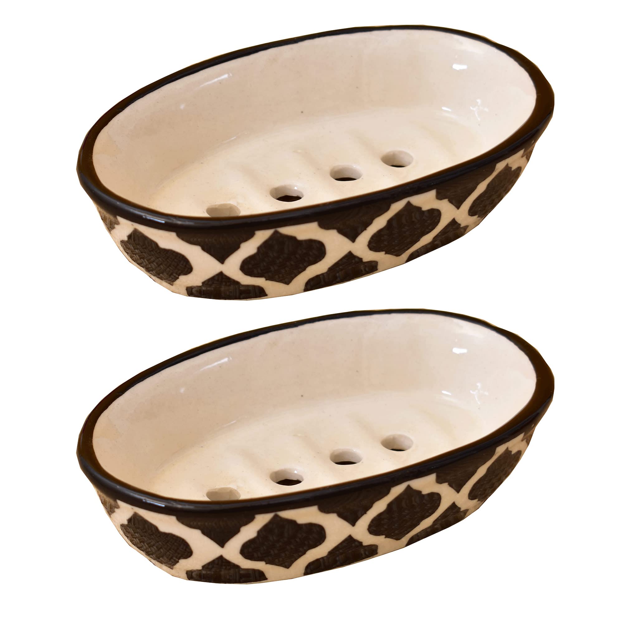 KunhaR Ceramic Soap Dish Holder, Ceramic Soap Dish Tray Holder,2 Pieces, Black Chidi