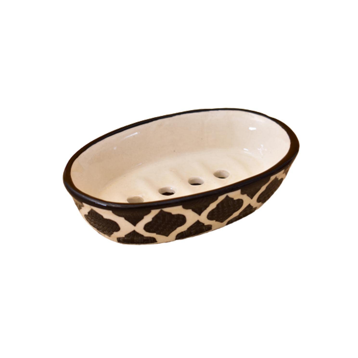 KunhaR Ceramic Soap Dish Holder, Ceramic Soap Dish Tray Holder,2 Pieces, Black Chidi