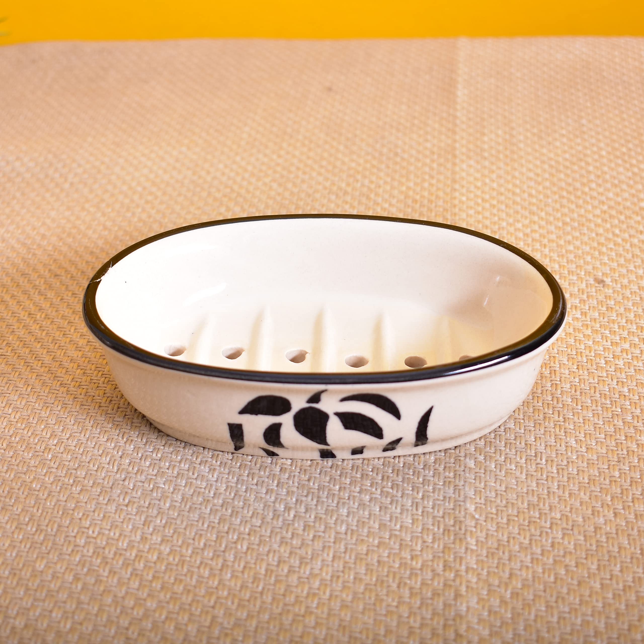 KunhaR Ceramic Soap Dish Holder, Ceramic Soap Dish Tray Holder,2 Pieces, White Tree