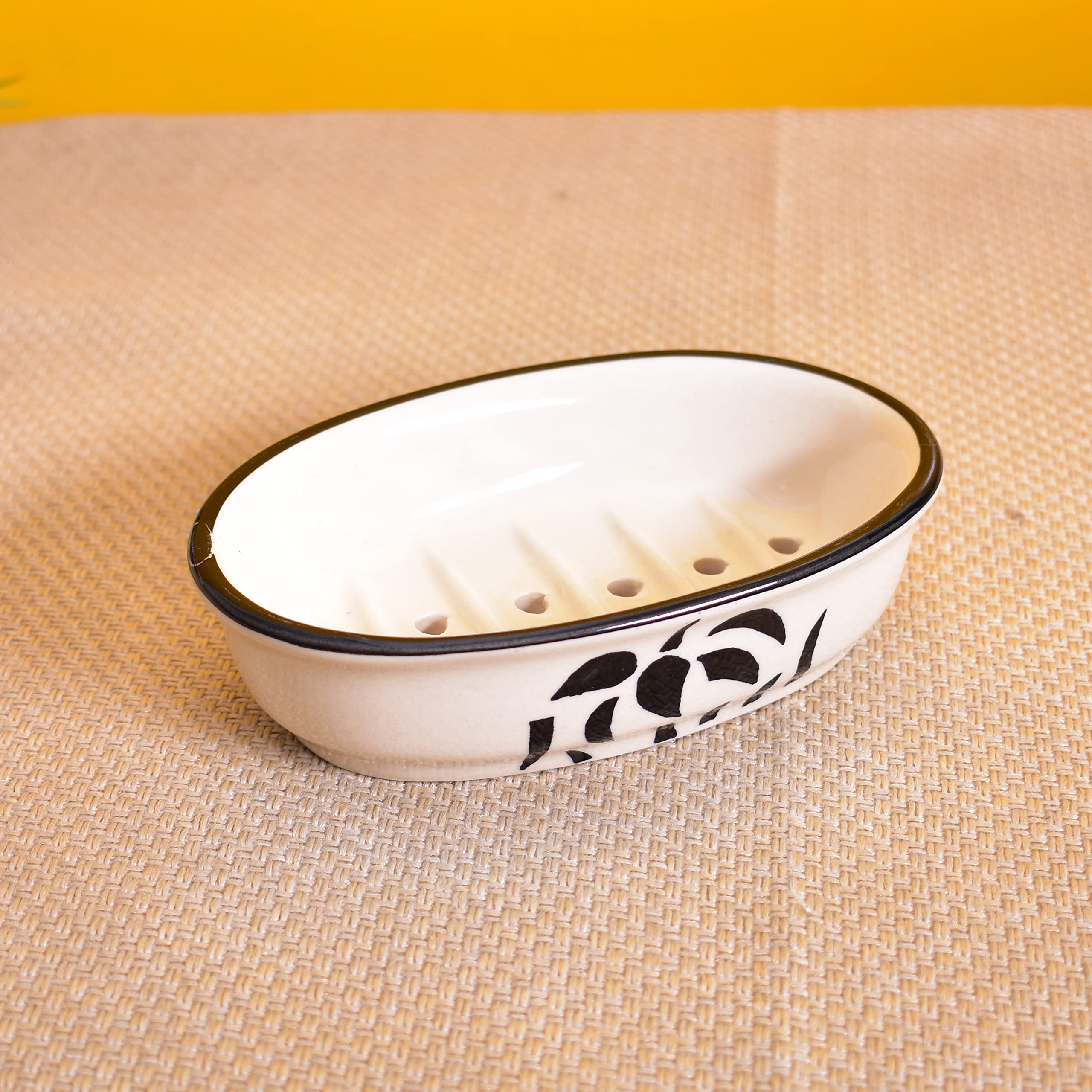 KunhaR Ceramic Soap Dish Holder, Ceramic Soap Dish Tray Holder,2 Pieces, White Tree