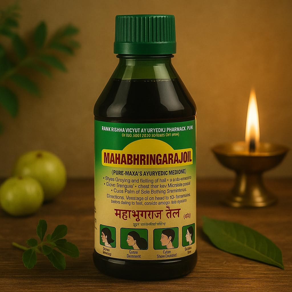 Maha Bhringraj Hair Oil 500ml | With Coconut Oil, Tea Oil, Bhringraj, Brahmi, Amla, Hirda, Behda &amp; Ayurvedic Herbs | Hair Growth &amp; Scalp Nourishment