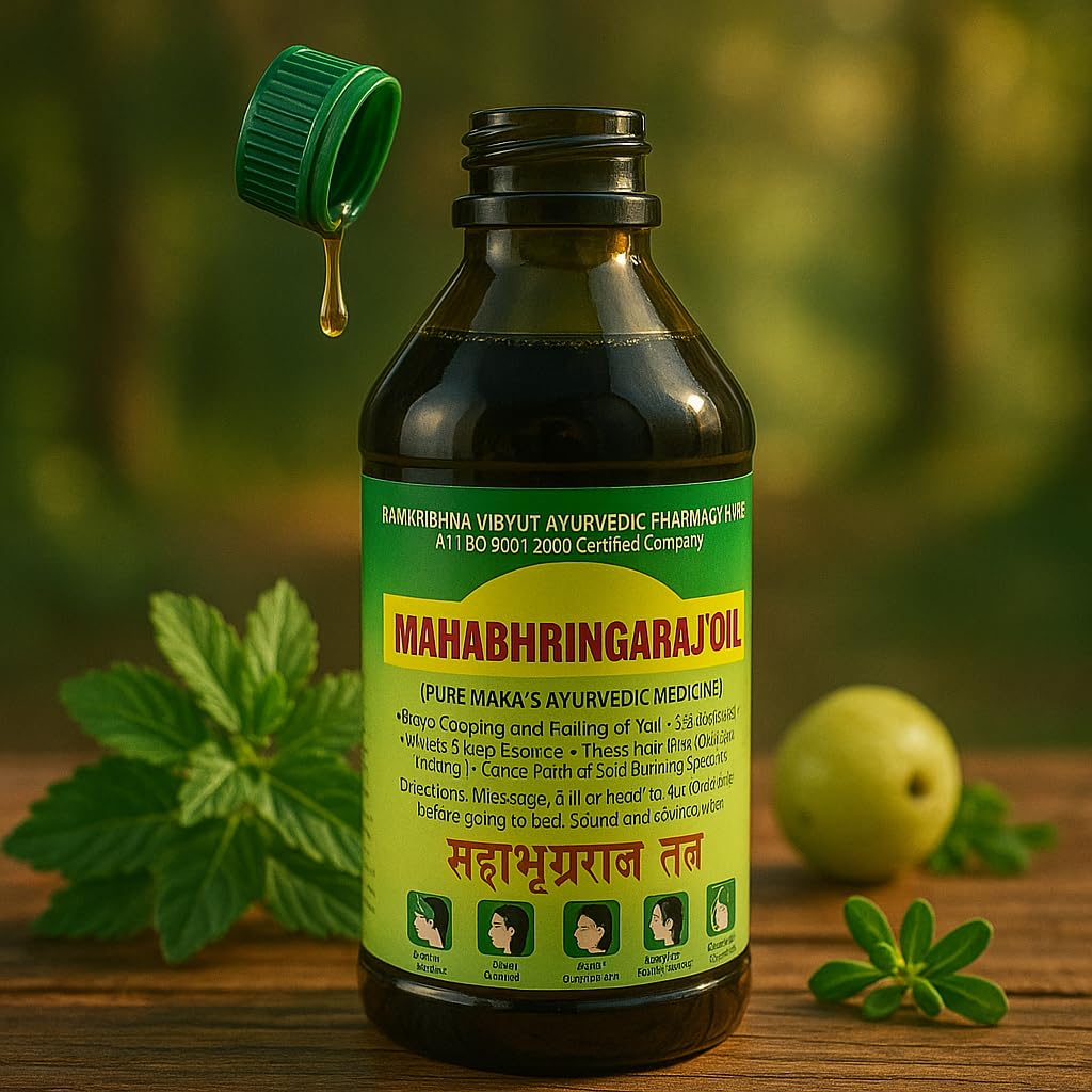 Maha Bhringraj Hair Oil 500ml | With Coconut Oil, Tea Oil, Bhringraj, Brahmi, Amla, Hirda, Behda &amp; Ayurvedic Herbs | Hair Growth &amp; Scalp Nourishment
