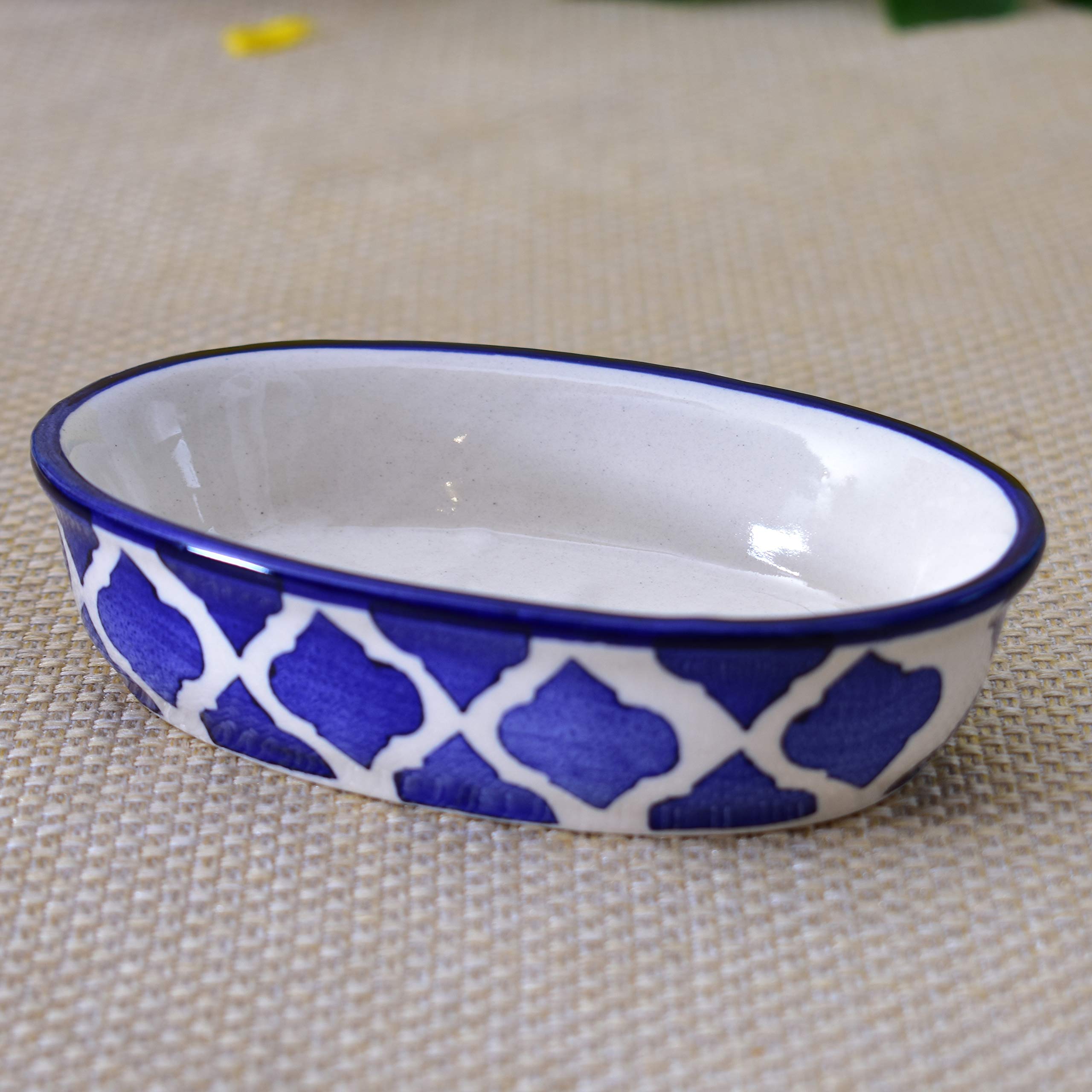 KunhaR Ceramic Soap Dish Holder, Ceramic Soap Dish Tray Holder,2 Pieces, Blue Chidi