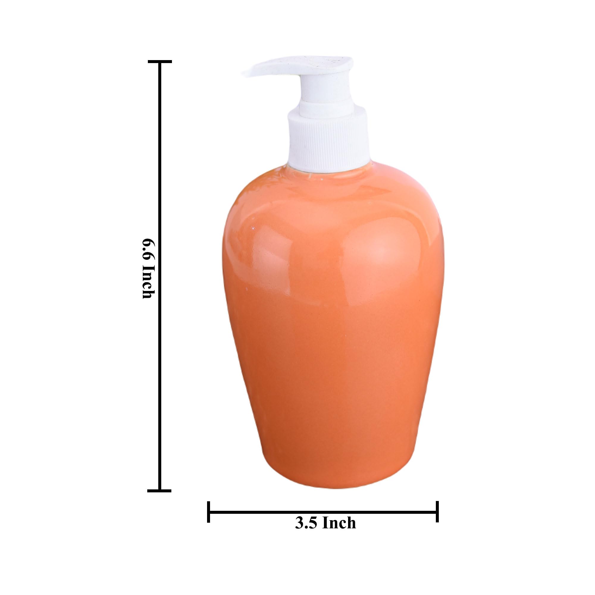 KunhaR Ceramic Long-Lasting Liquid Handwash Soap Dispenser for Bathroom | Handwash Bottle for Kitchen | Soap Dispenser for Wash Basin | Bathroom Accessories - Terracotta, 450ml