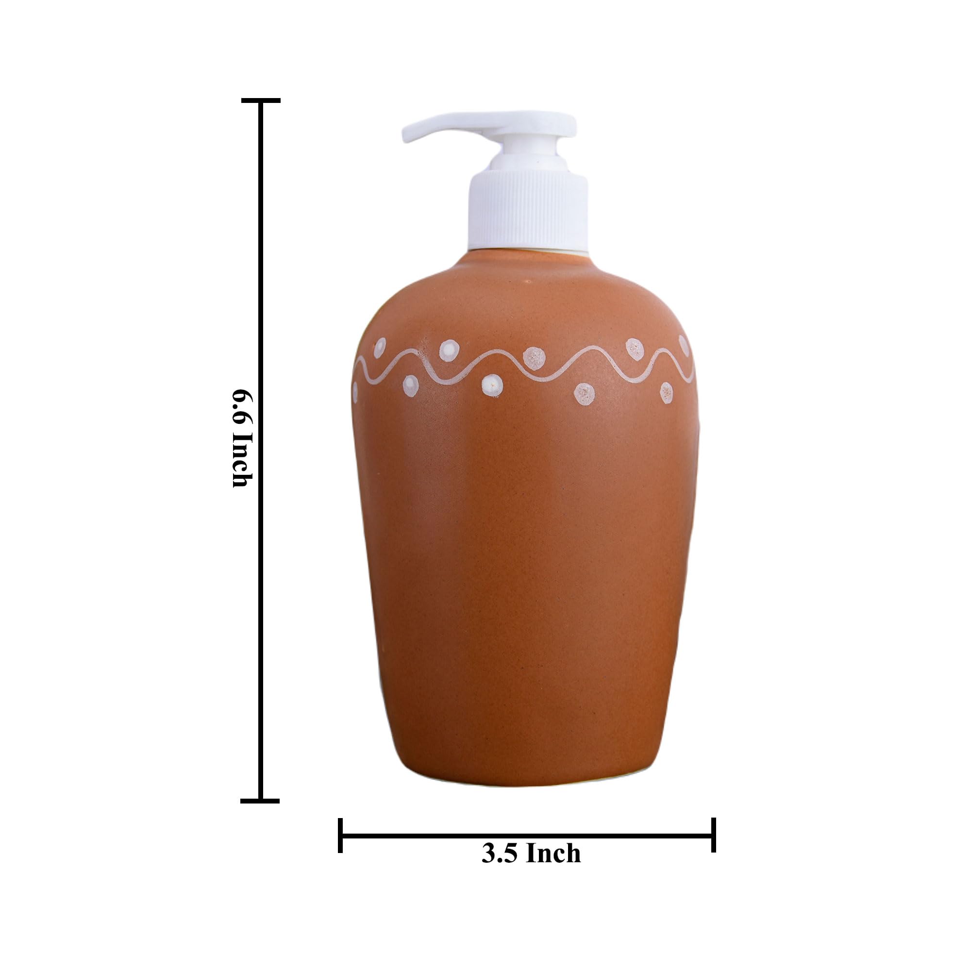 KunhaR Ceramic Long-Lasting Liquid Handwash Soap Dispenser for Bathroom | Handwash Bottle for Kitchen | Soap Dispenser for Wash Basin | Bathroom Accessories - Terracotta, 450ml