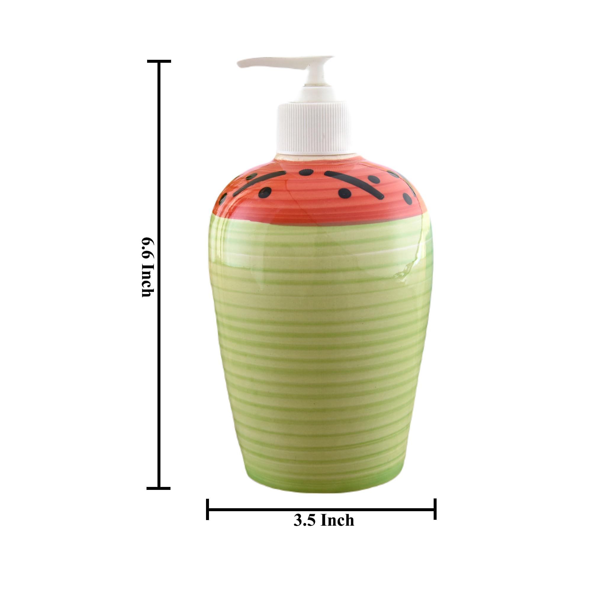 KunhaR Ceramic Long-Lasting Liquid Handwash Soap Dispenser for Bathroom | Handwash Bottle for Kitchen | Soap Dispenser for Wash Basin | Bathroom Accessories - Green Red, 450ml