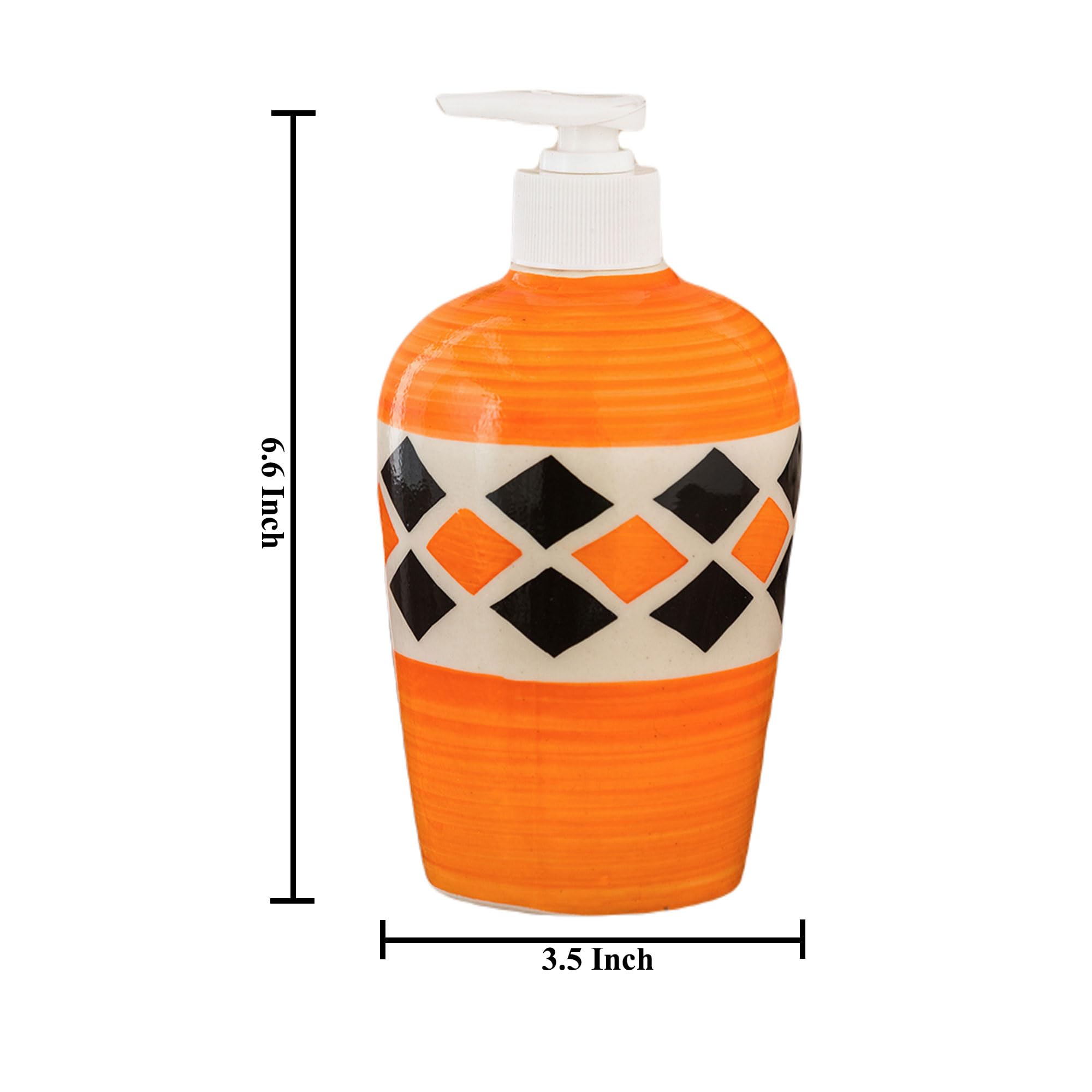 KunhaR Ceramic Long-Lasting Liquid Handwash Soap Dispenser for Bathroom | Handwash Bottle for Kitchen | Soap Dispenser for Wash Basin | Bathroom Accessories - Orange Brick, 450ml