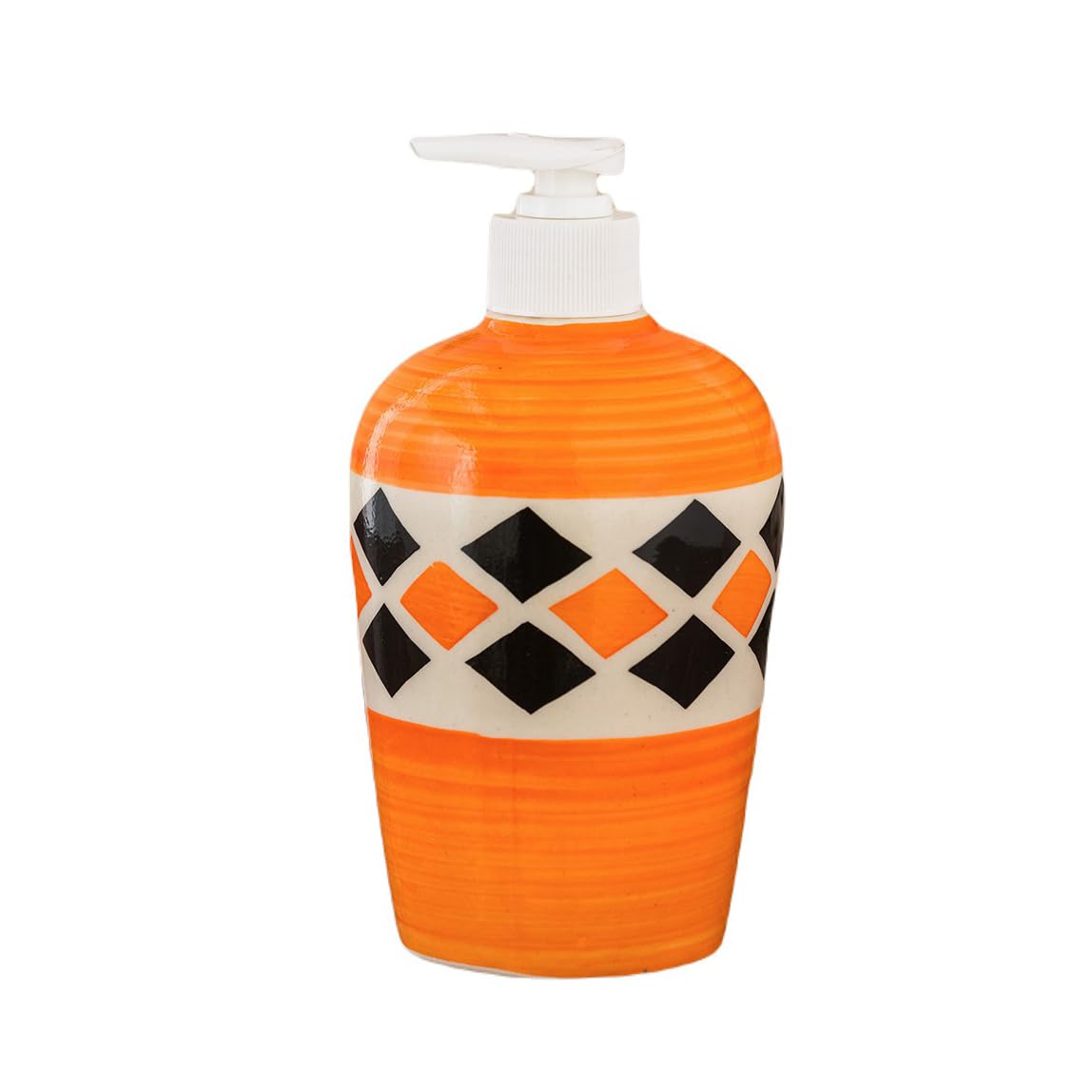 KunhaR Ceramic Long-Lasting Liquid Handwash Soap Dispenser for Bathroom | Handwash Bottle for Kitchen | Soap Dispenser for Wash Basin | Bathroom Accessories - Orange Brick, 450ml