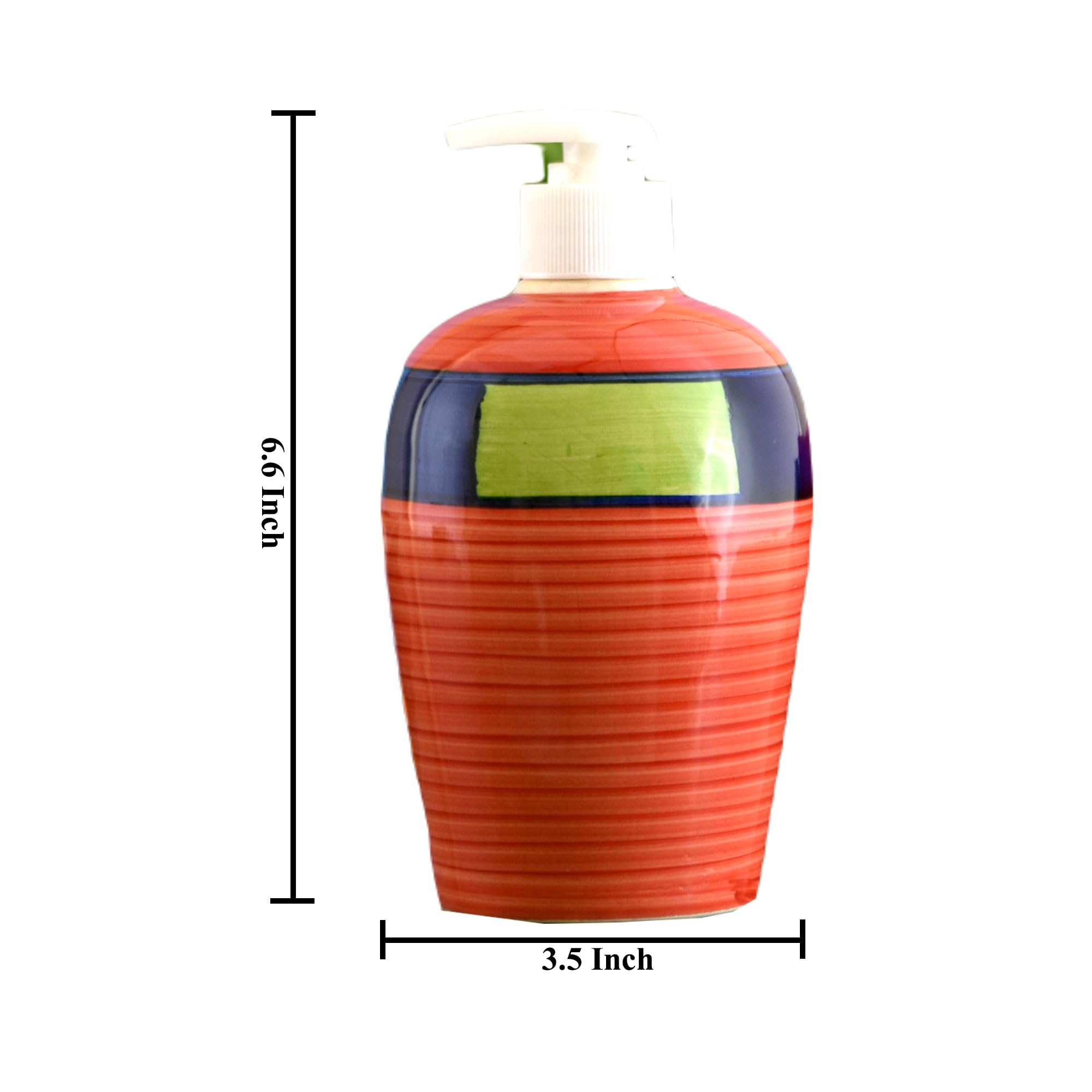 KunhaR Ceramic Long-Lasting Liquid Handwash Soap Dispenser for Bathroom | Handwash Bottle for Kitchen | Soap Dispenser for Wash Basin | Bathroom Accessories - Red Multicolor, 450ml