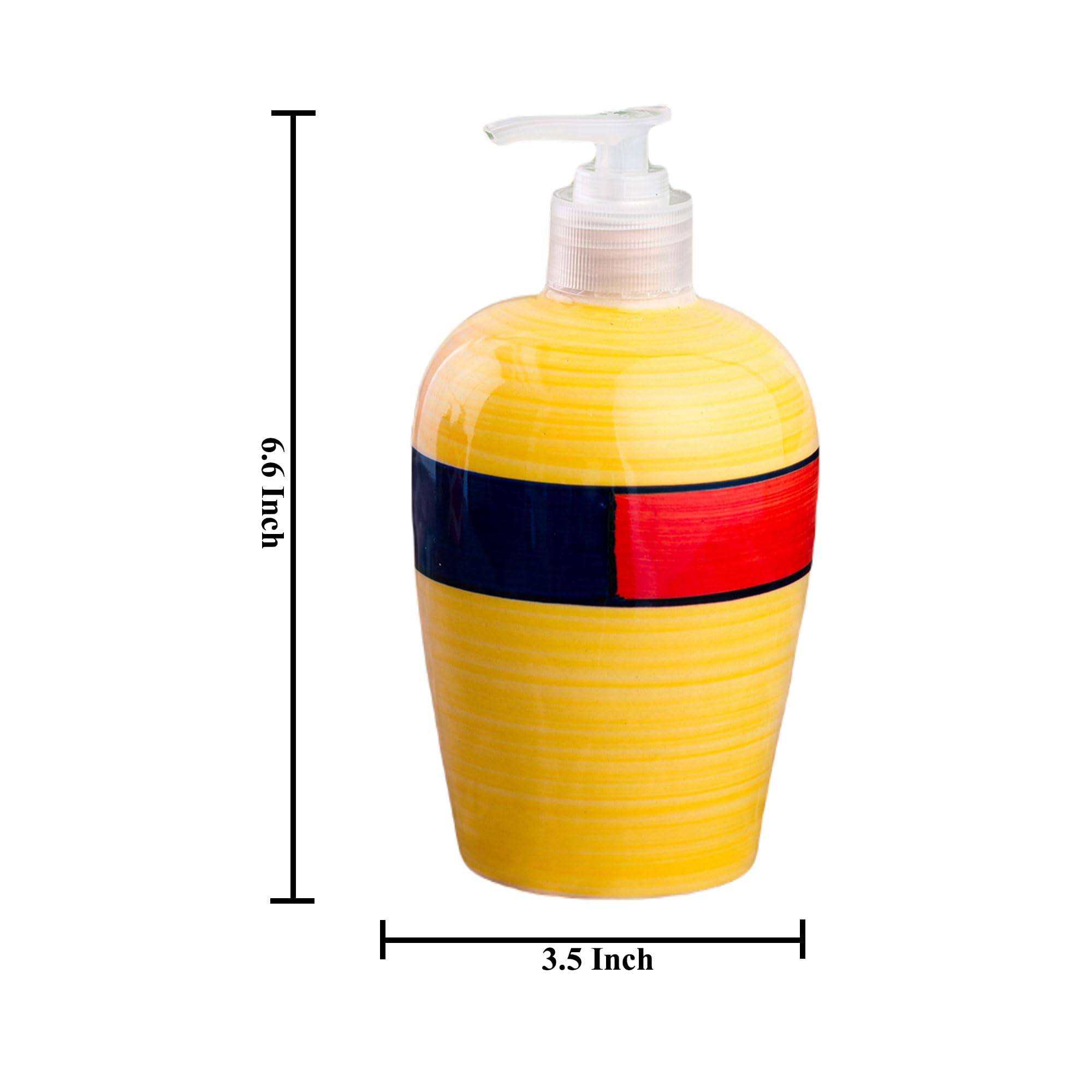 KunhaR Ceramic Long-Lasting Liquid Handwash Soap Dispenser for Bathroom | Handwash Bottle for Kitchen | Soap Dispenser for Wash Basin | Bathroom Accessories - Yellow Multicolor, 450ml