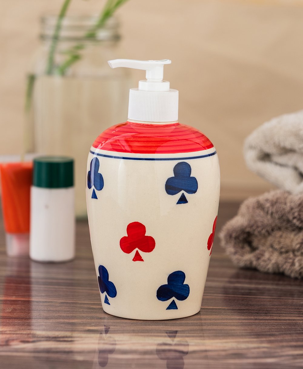 KunhaR Ceramic Long-Lasting Liquid Handwash Soap Dispenser for Bathroom | Handwash Bottle for Kitchen | Soap Dispenser for Wash Basin | Bathroom Accessories - White Chidi, 450ml