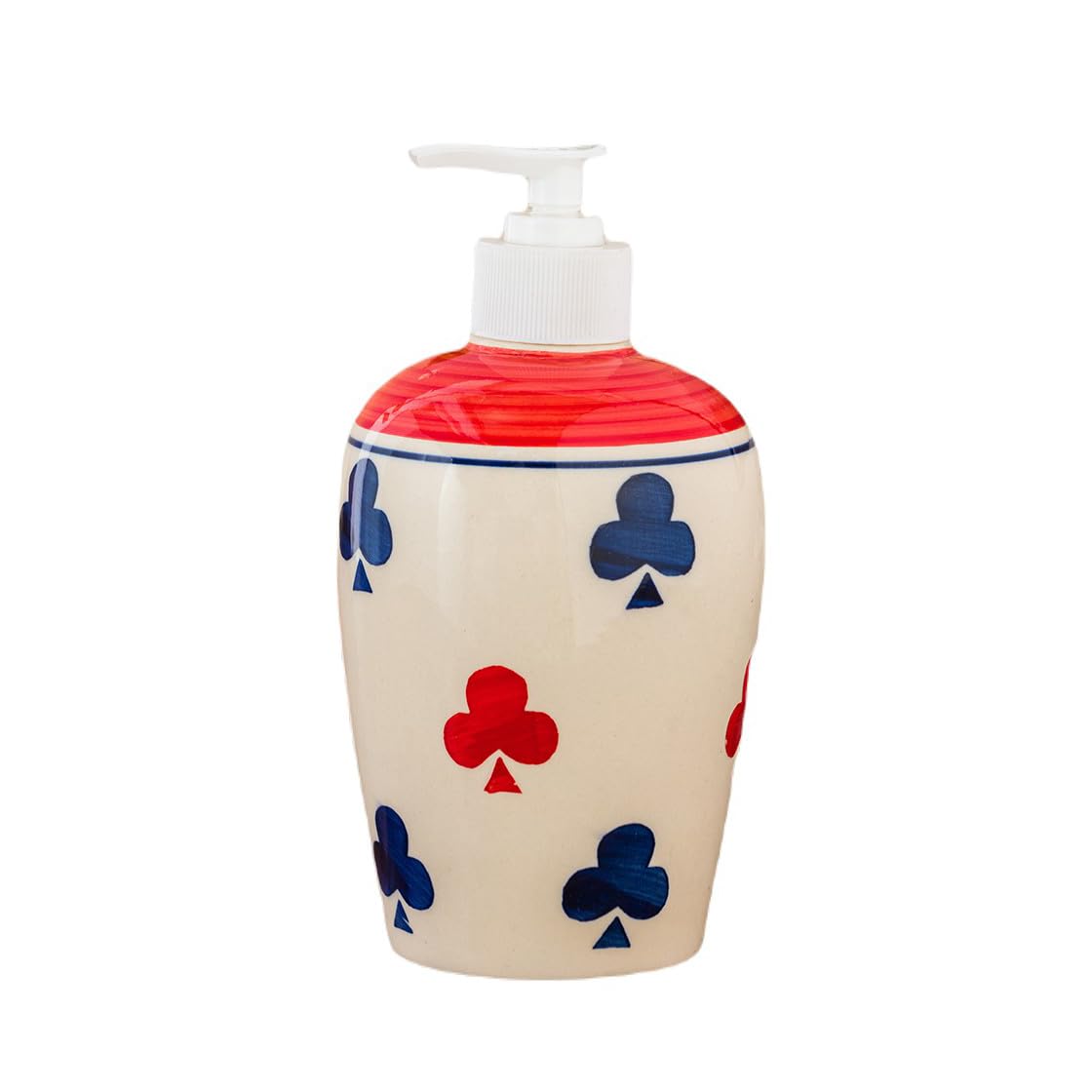 KunhaR Ceramic Long-Lasting Liquid Handwash Soap Dispenser for Bathroom | Handwash Bottle for Kitchen | Soap Dispenser for Wash Basin | Bathroom Accessories - White Chidi, 450ml